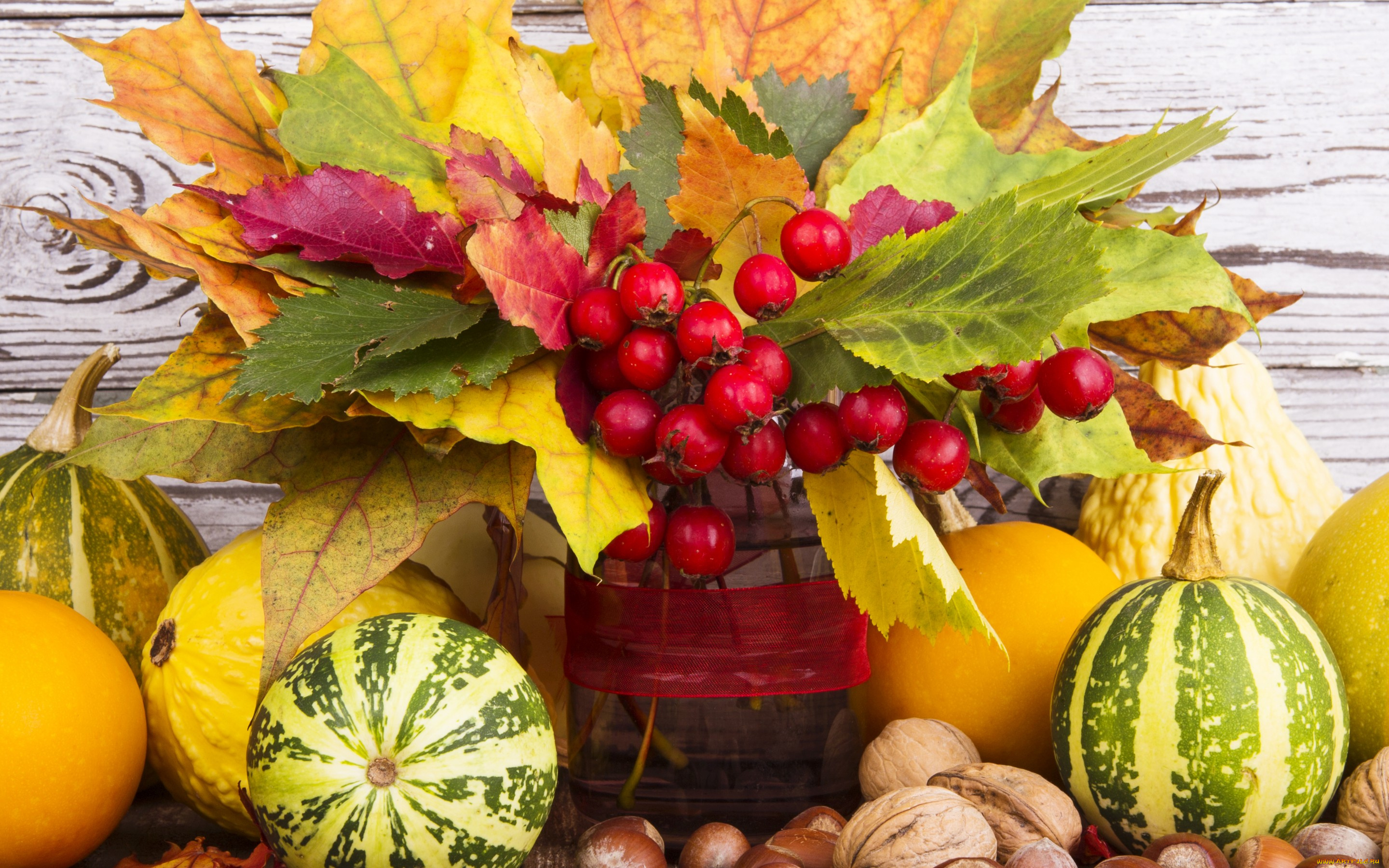 еда, натюрморт, pumpkin, орехи, урожай, тыква, ягоды, листья, осень, nuts, leaves, fruits, still, life, harvest, autumn