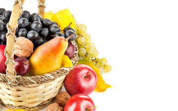 еда фрукты груша виноград корзина food fruit pear grapes basket бесплатно