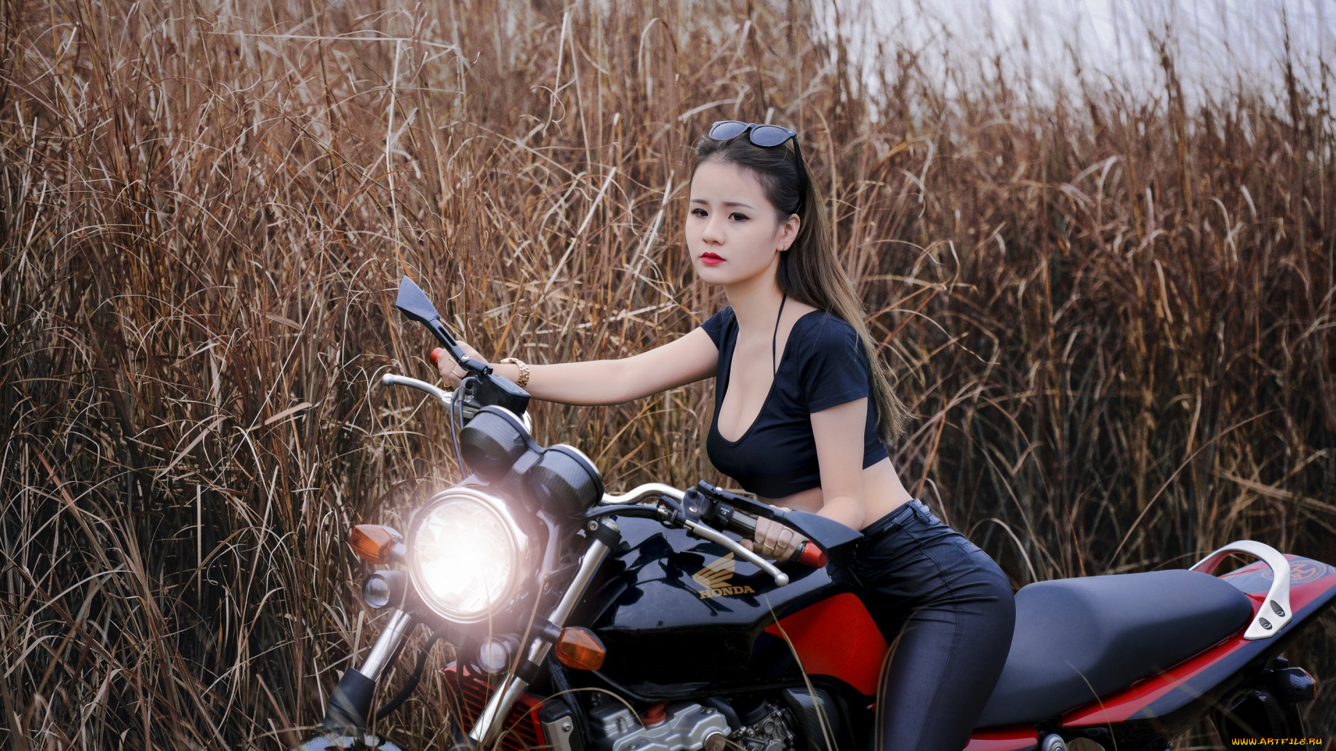 мотоциклы, мото, с, девушкой, мотоцикл, стиль, азиатка, байк, девушка