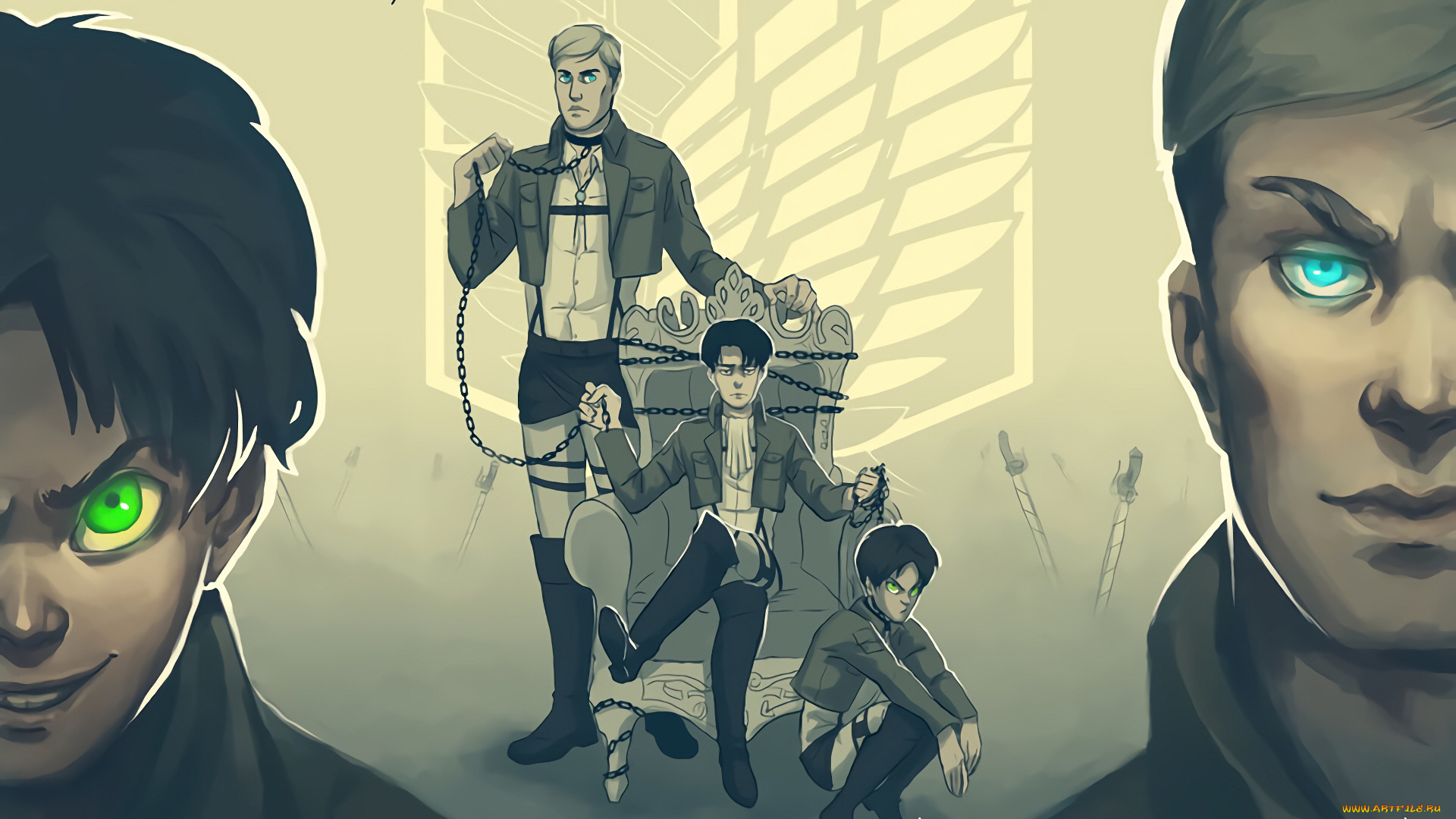 аниме, shingeki, no, kyojin, атака, титанов