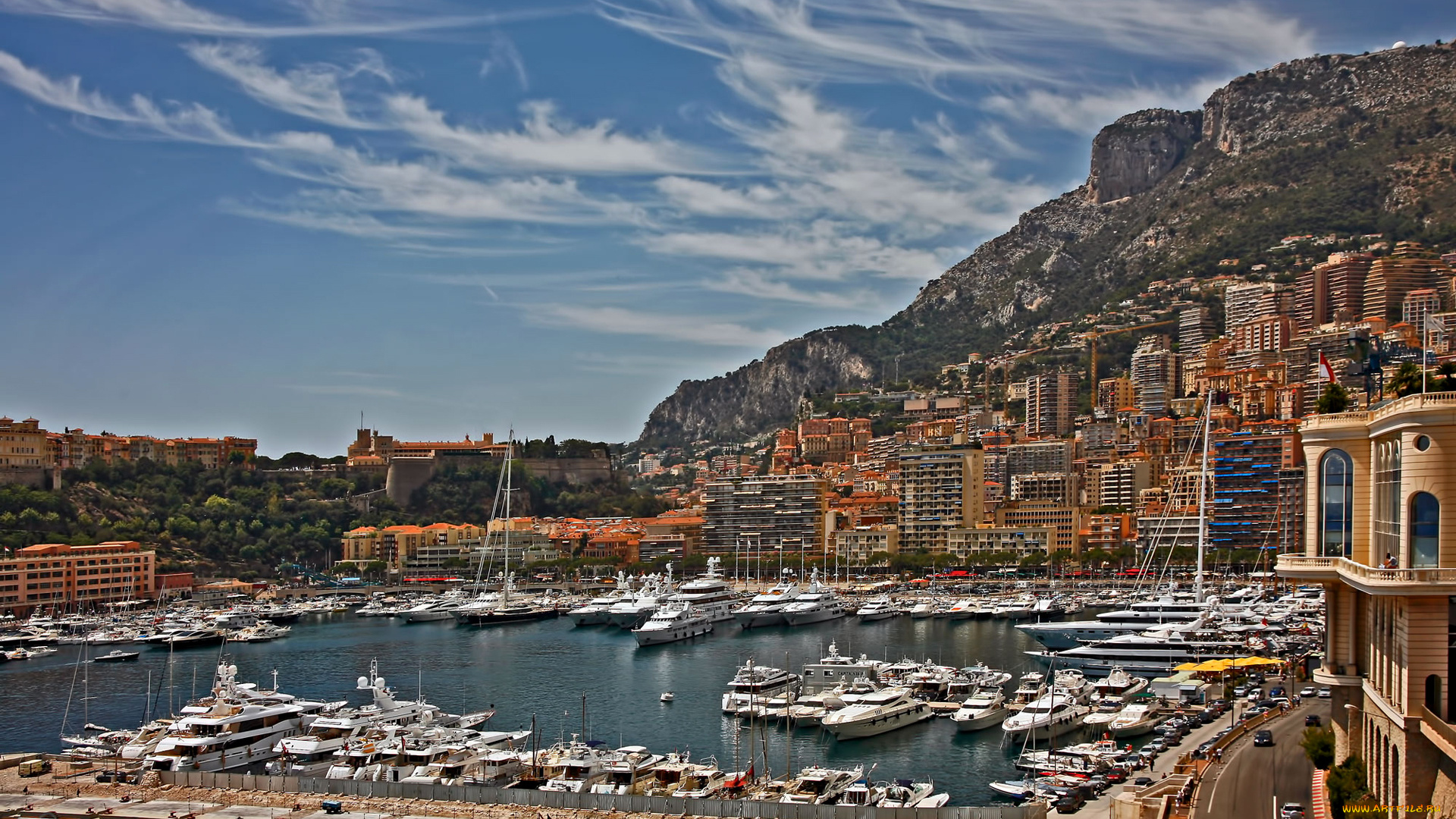 города, монте-карло, , монако, лодки, яхты, горы, дома, монте-карло, гавань, небо