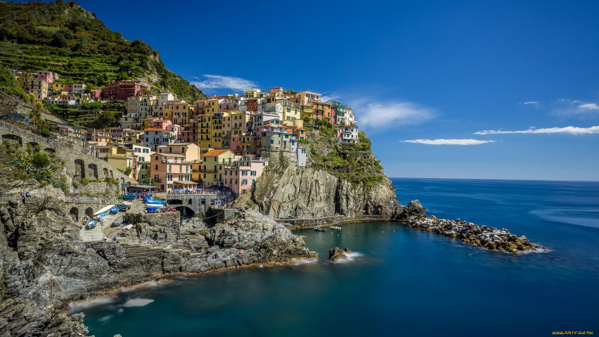 manarola, города, -, панорамы, побережье