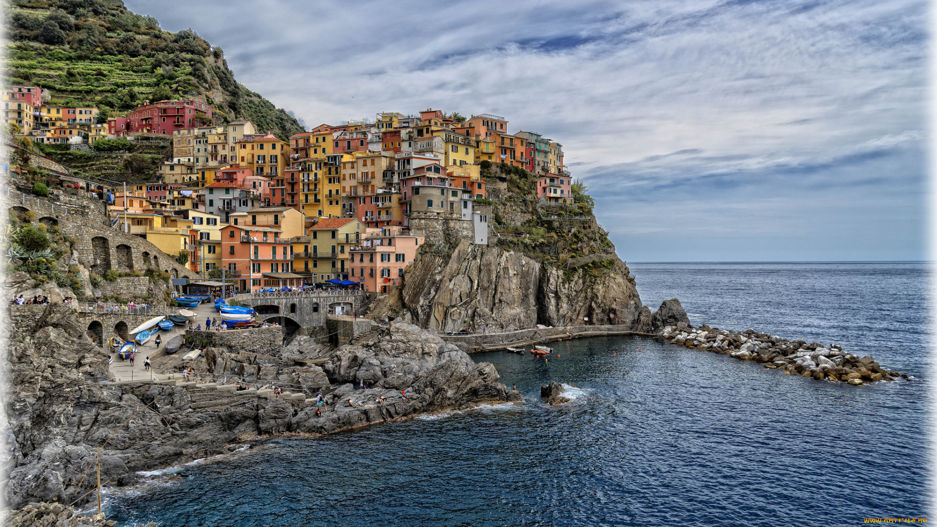 manarola, города, -, панорамы, побережье