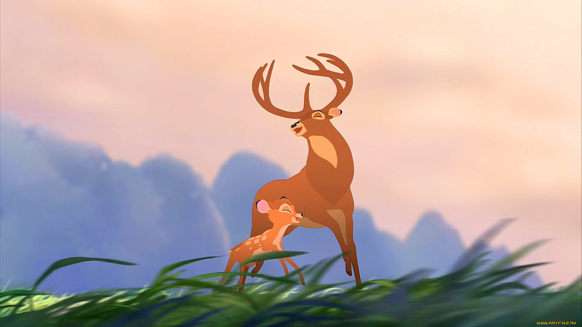 мультфильмы, bambi, 2, олененок, олень, растения, радость