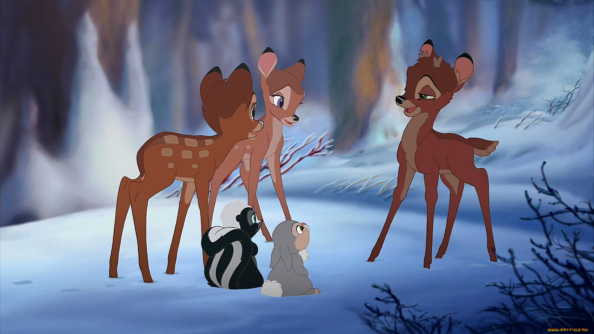 мультфильмы, bambi, 2, олененок, трое, заяц, скунс
