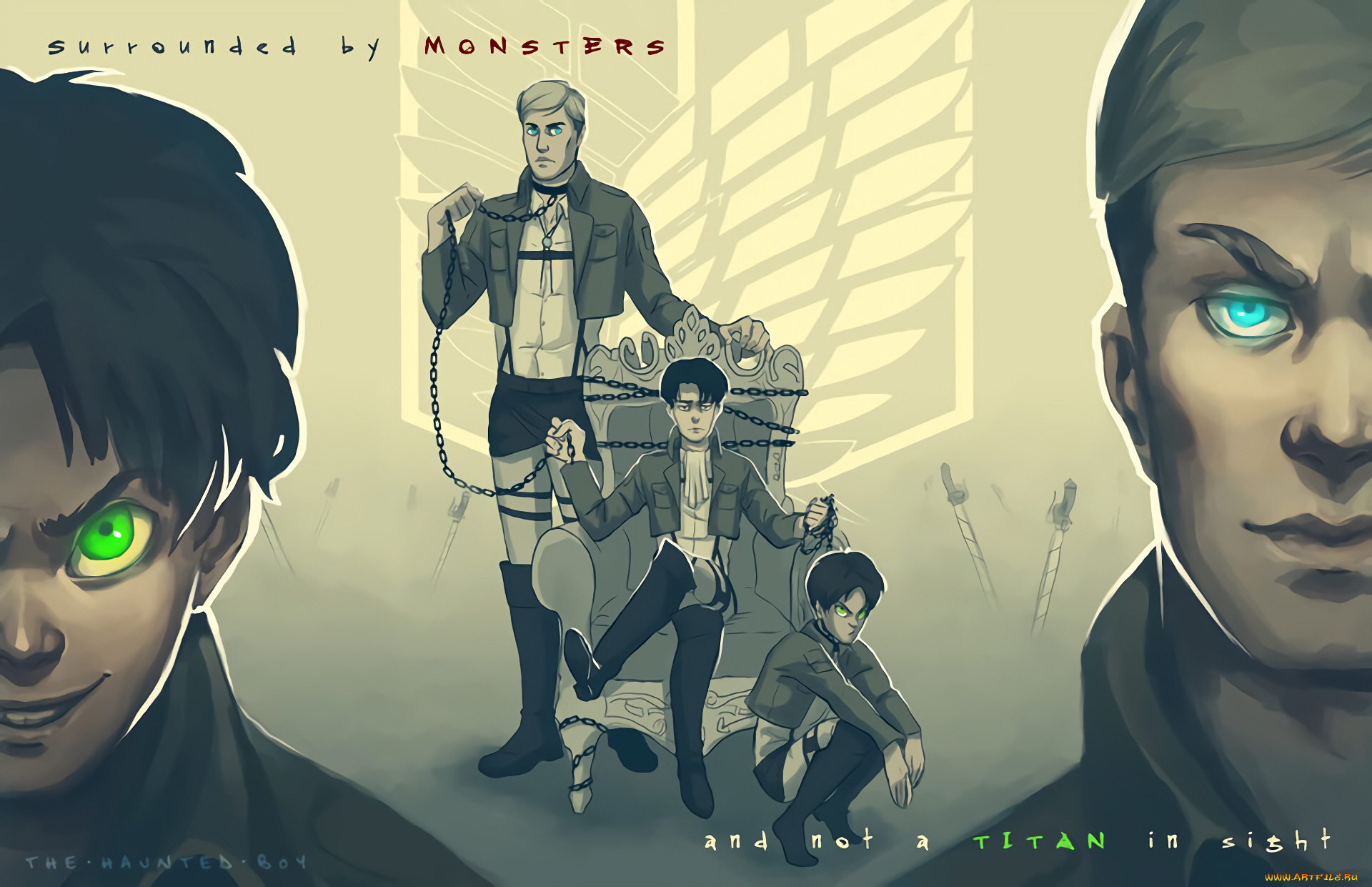 аниме, shingeki, no, kyojin, атака, титанов