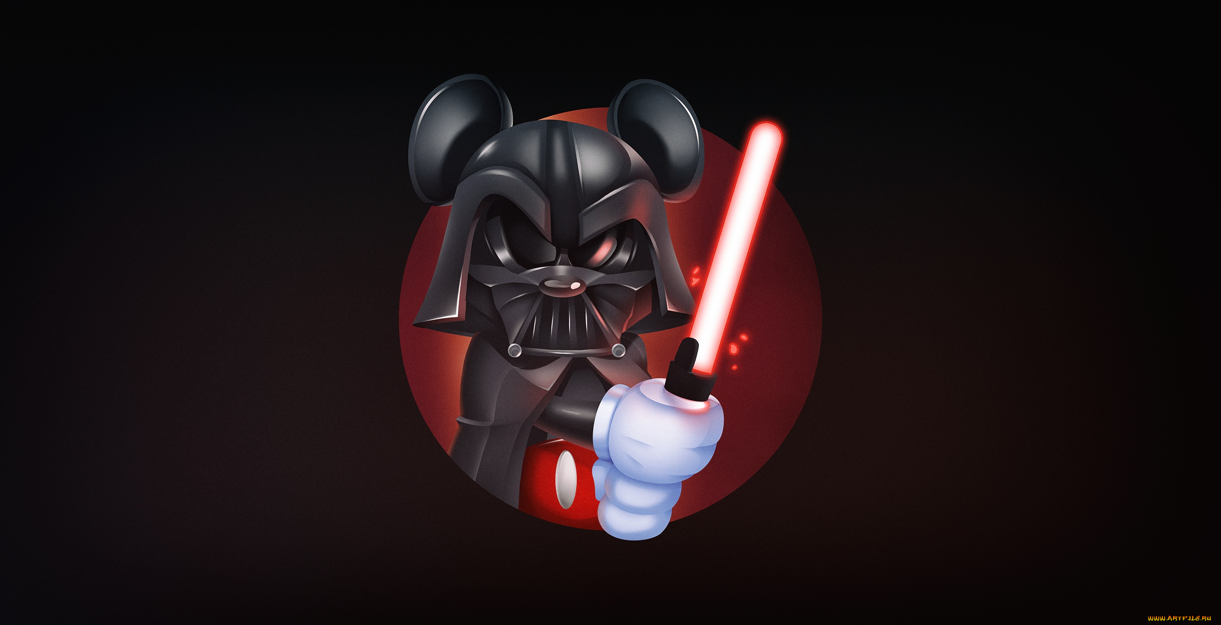 рисованное, минимализм, illustration, mickey, vader, mouse, darth, by, harvey, lanot, mickeyvader, dark, side