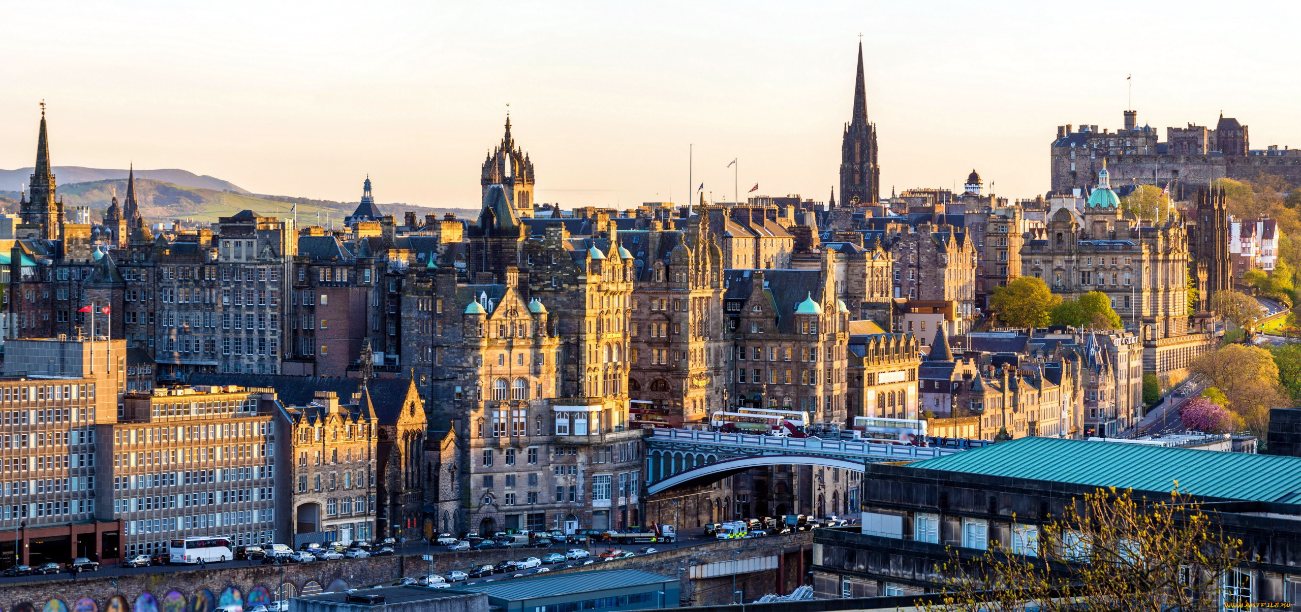города, эдинбург, , шотландия, панорама