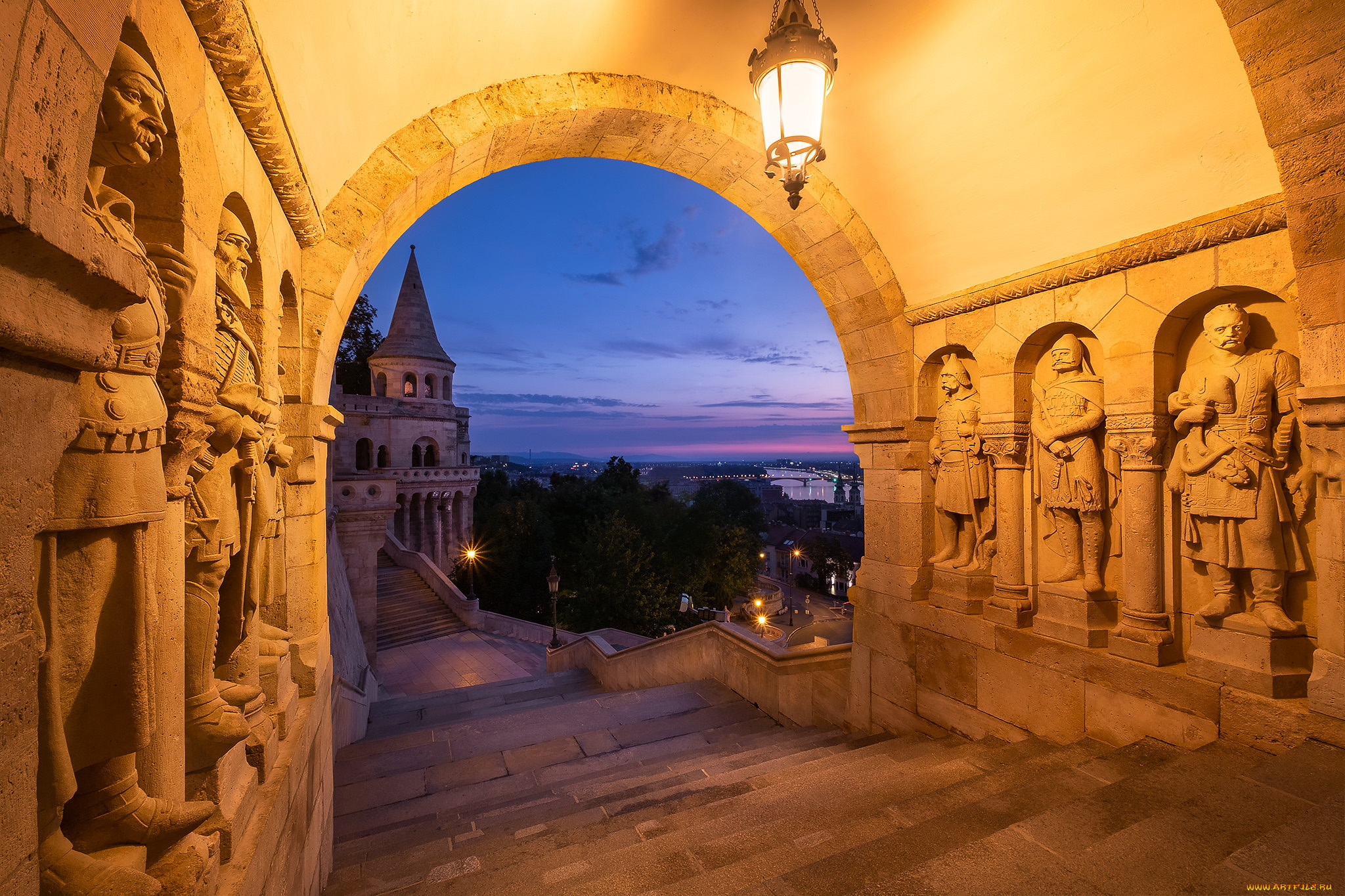 города, будапешт, , венгрия, арка, лестница, башня, скульптуры