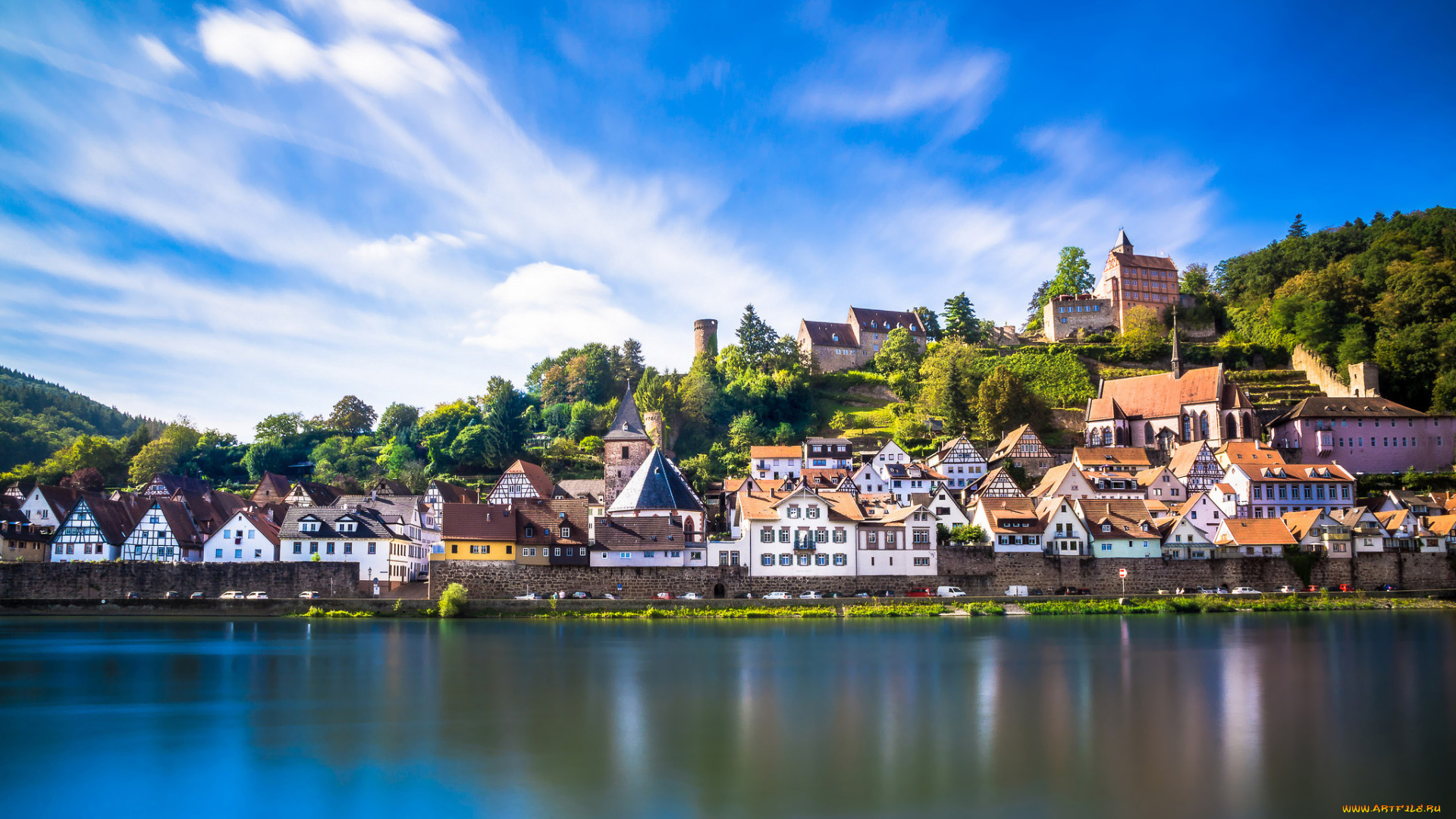 hirschhorn, germany, города, -, панорамы