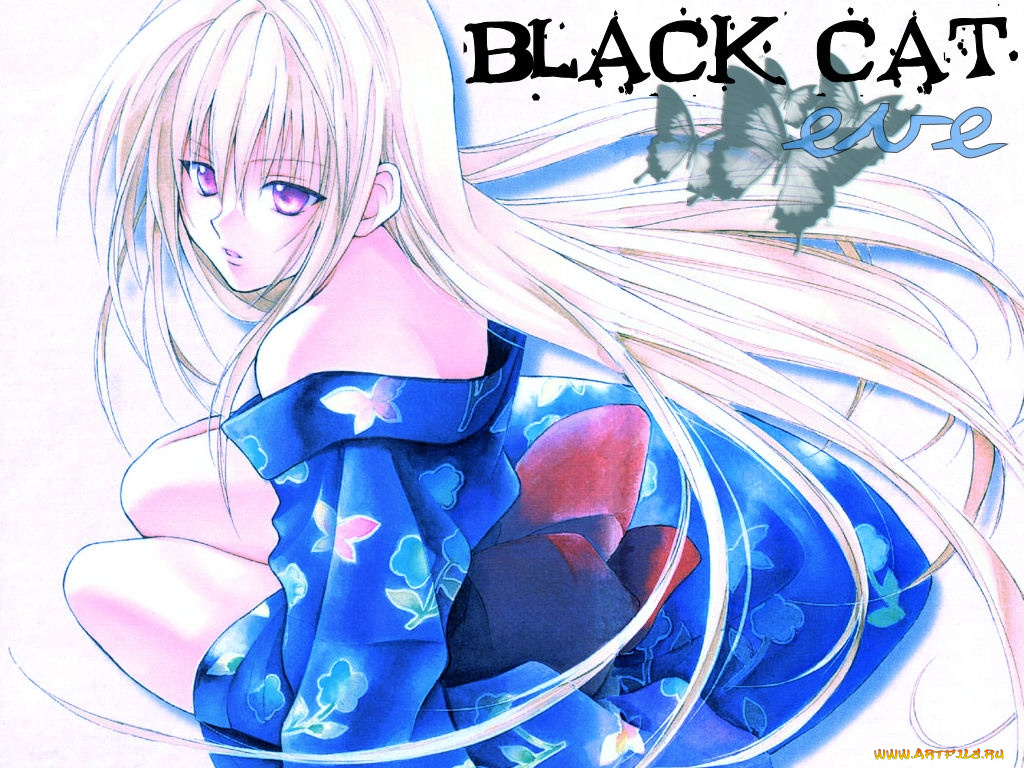 аниме, black, cat