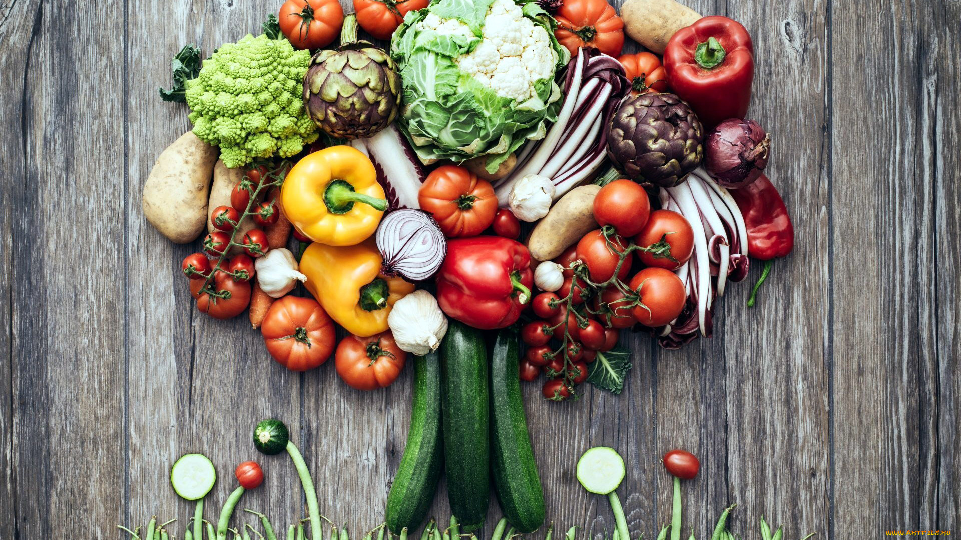 еда, овощи, артишок, перец, помидоры, лук