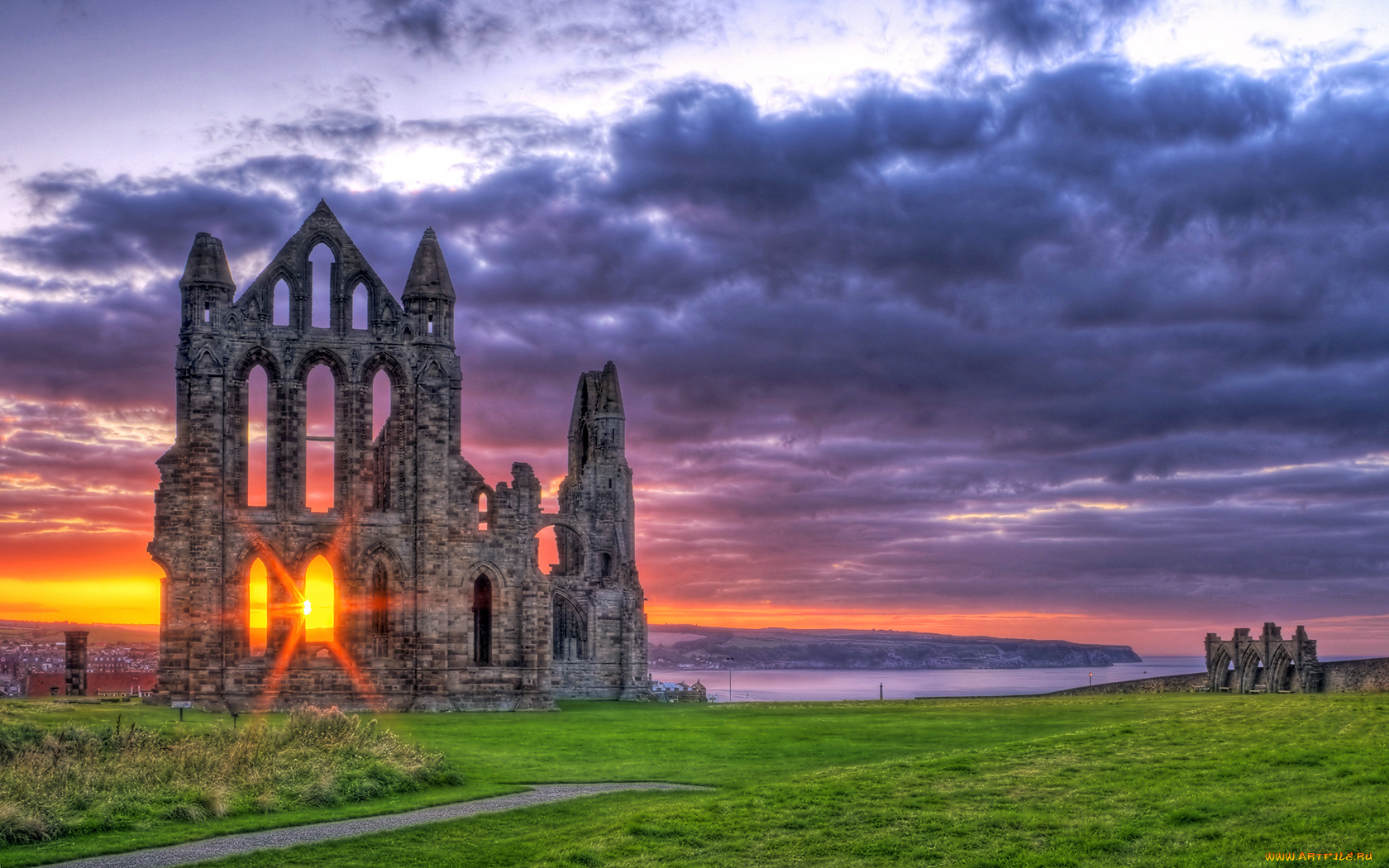 whitby, abbey, england, города, исторические, архитектурные, памятники