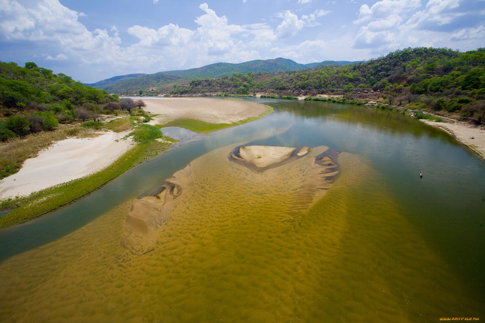 luangwa, bridge, замбия, природа, реки, озера, берега, река, отмели