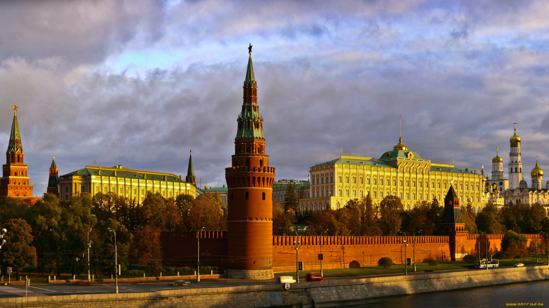 москва, города, россия, панорама, набережная, кремль