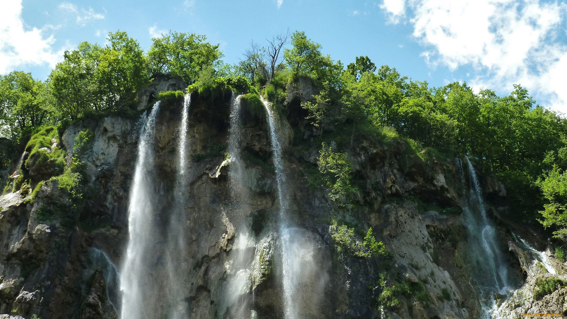 природа, водопады, обрыв