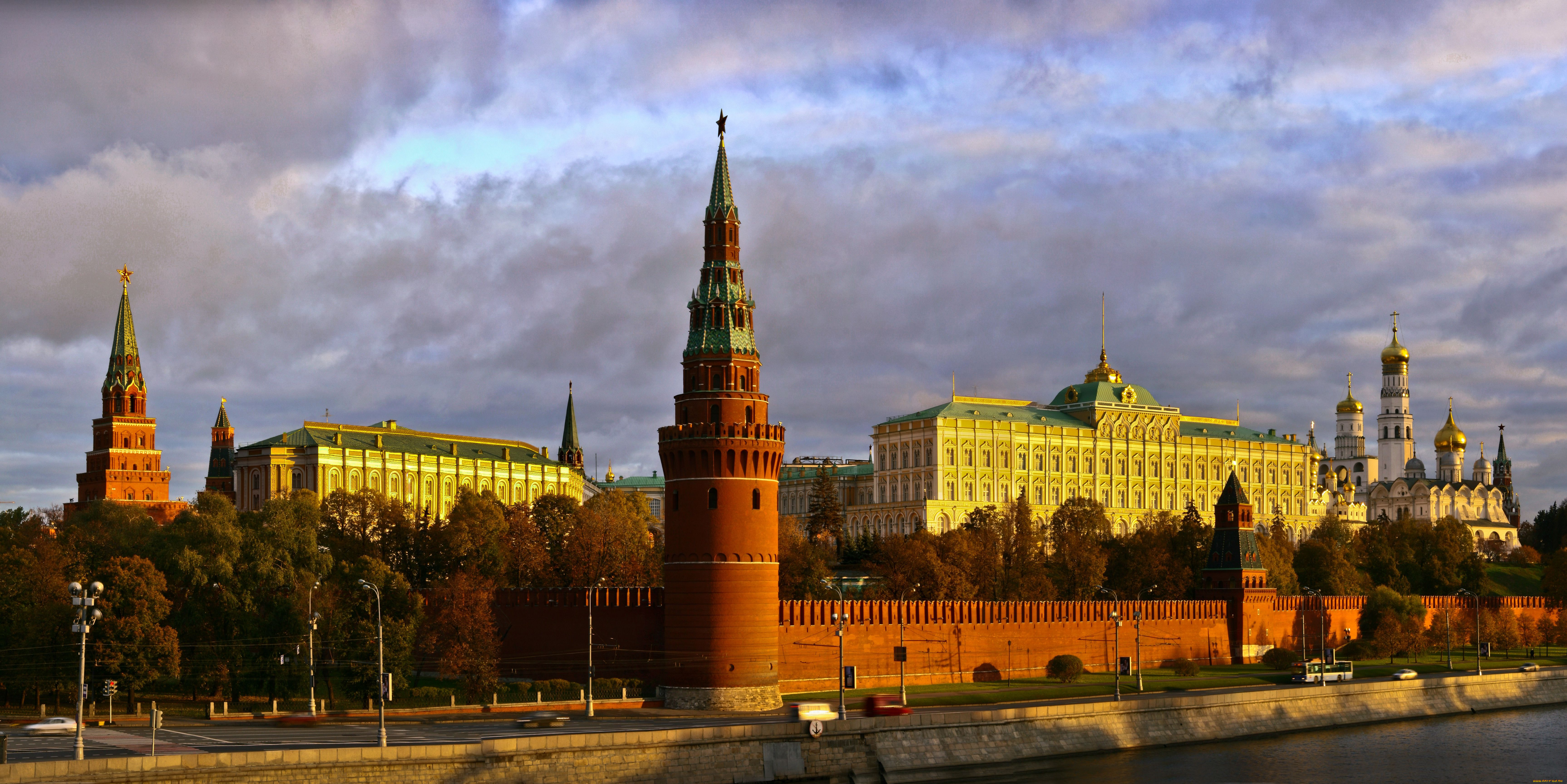 москва, города, россия, панорама, набережная, кремль