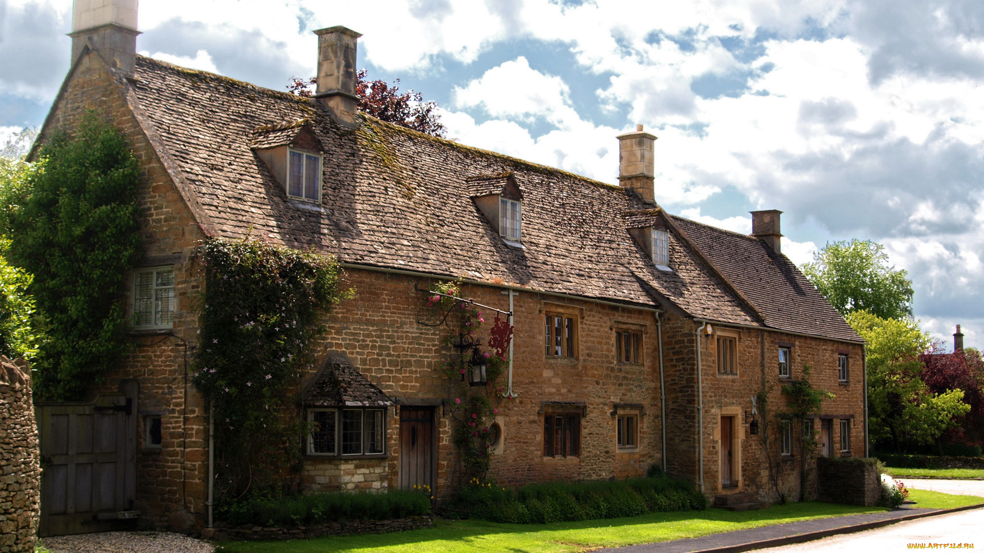 cherington, warwickshire, города, -, здания, , дома, дом, англия, warwickshire, cherington, улица