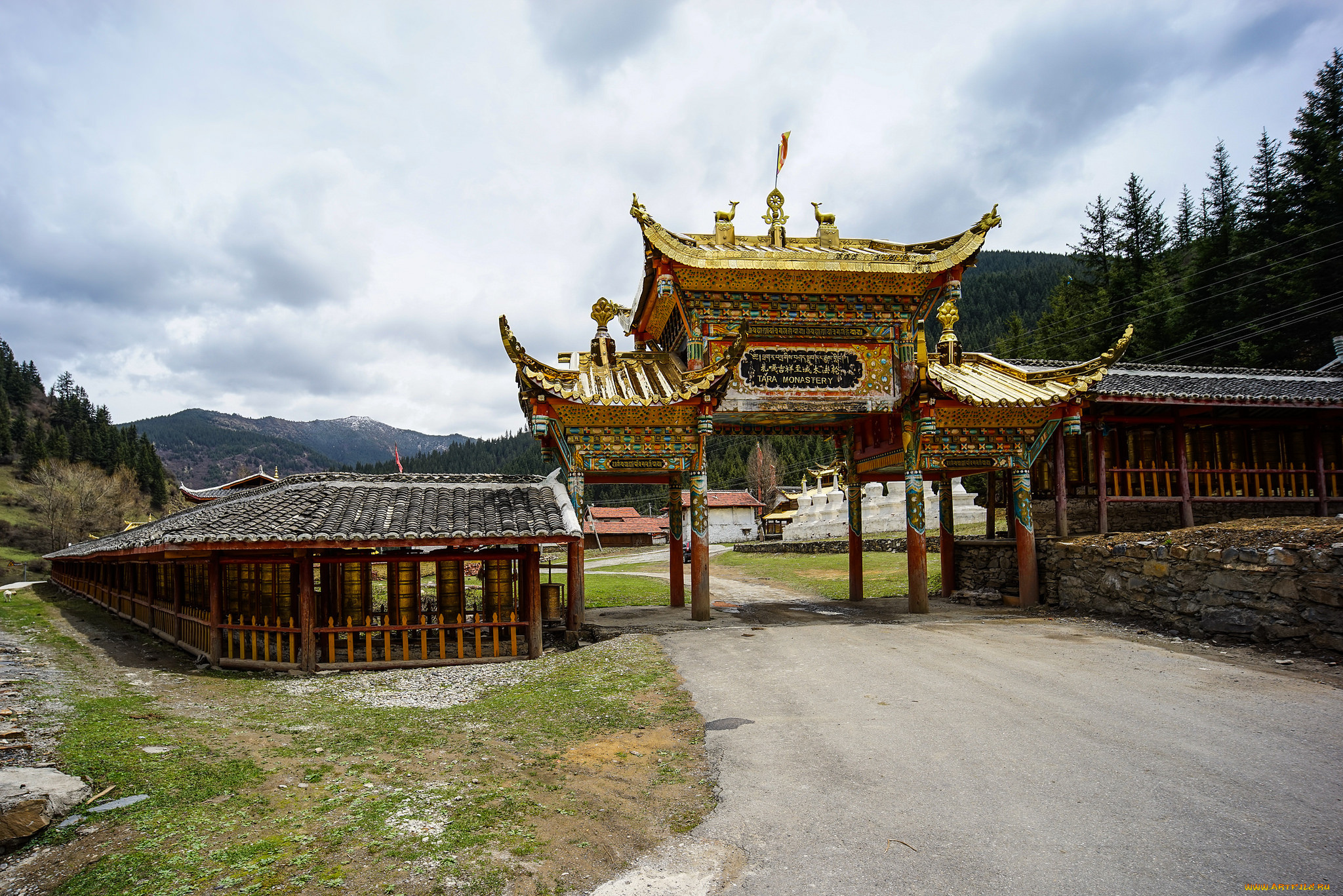 tibetan, temple, города, -, буддийские, и, другие, храмы, храм, горы