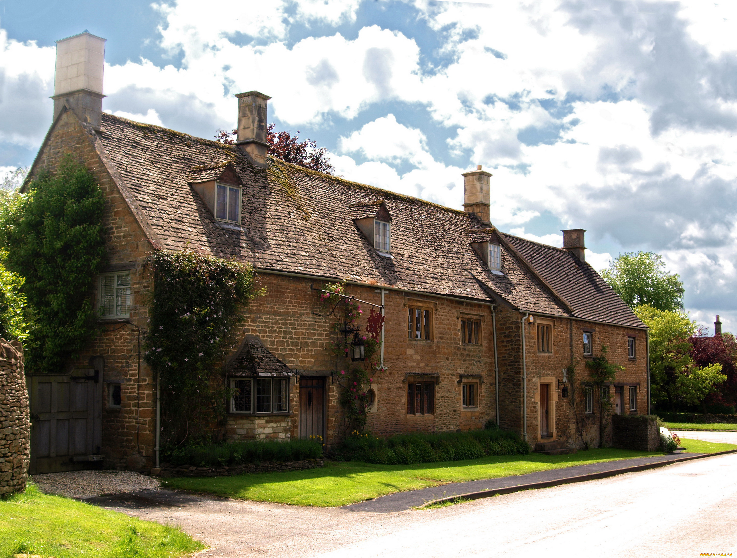 cherington, warwickshire, города, -, здания, , дома, дом, англия, warwickshire, cherington, улица