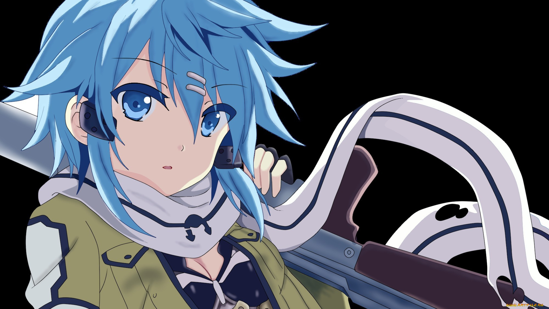 аниме, sword, art, online, asada, shino, sinon, gun, gale, online