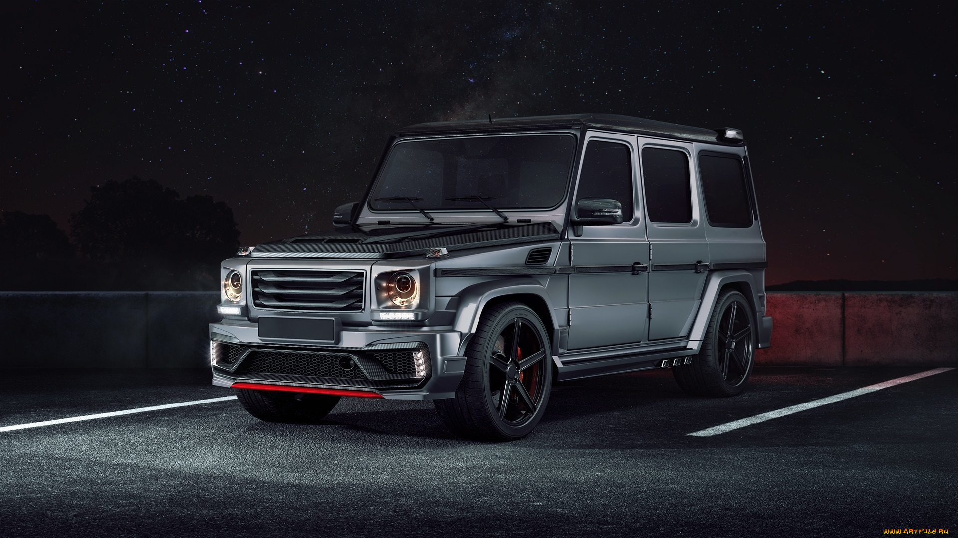 автомобили, mercedes-benz, front, night, tuning, black, stone, amg, g63