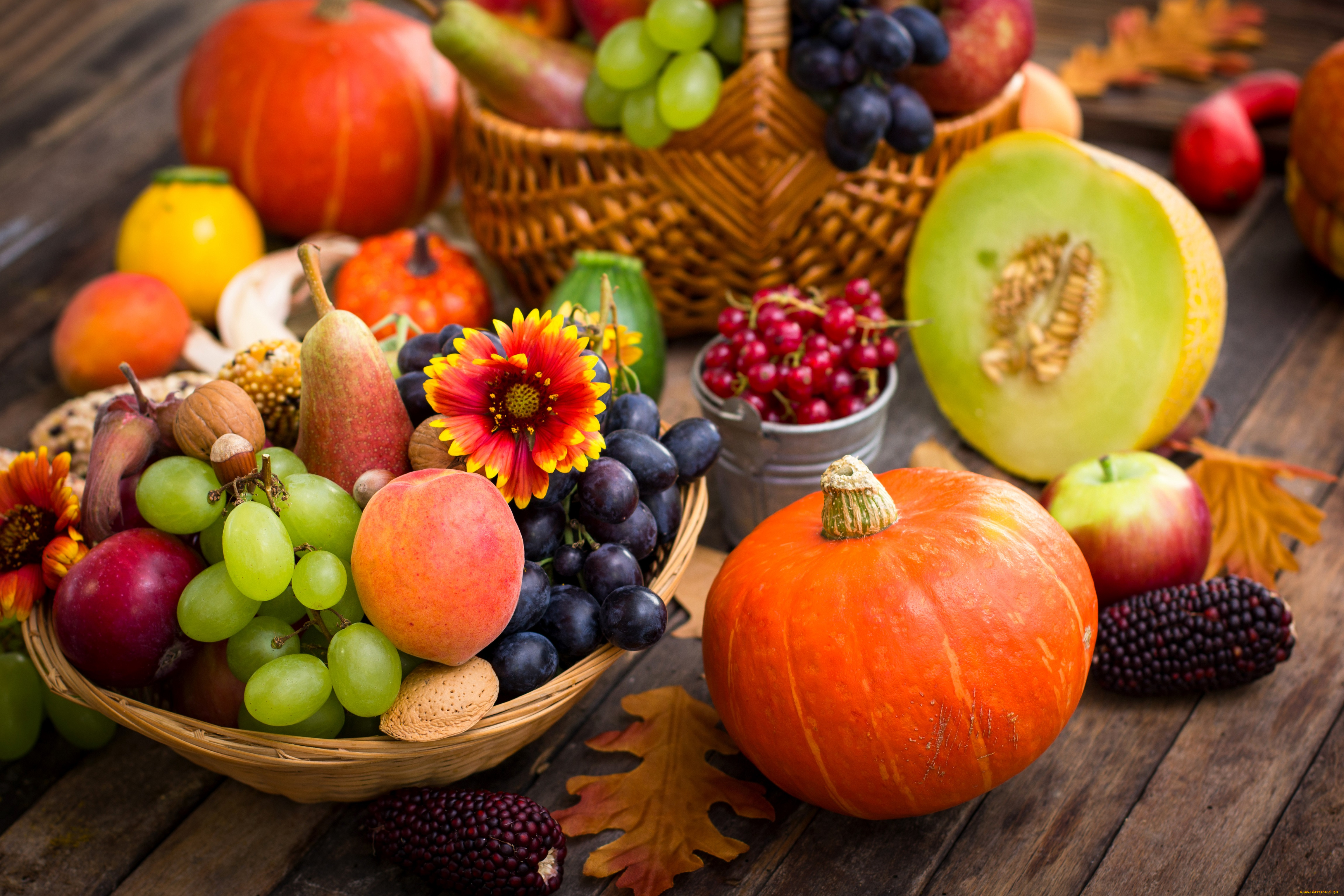 еда, фрукты, и, овощи, вместе, осень, виноград, тыква, autumn, grapes, harvest, pumpkin, персик