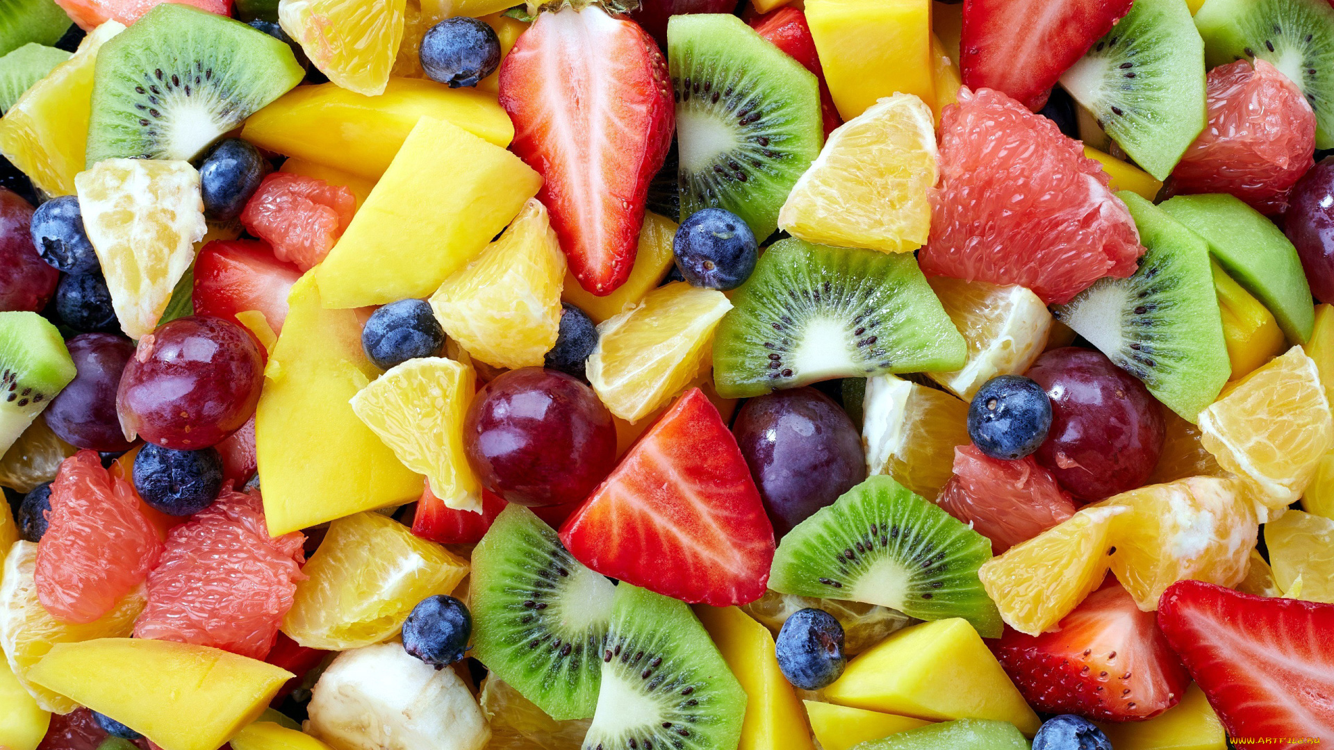 еда, фрукты, , ягоды, черника, виноград, клубника, киви