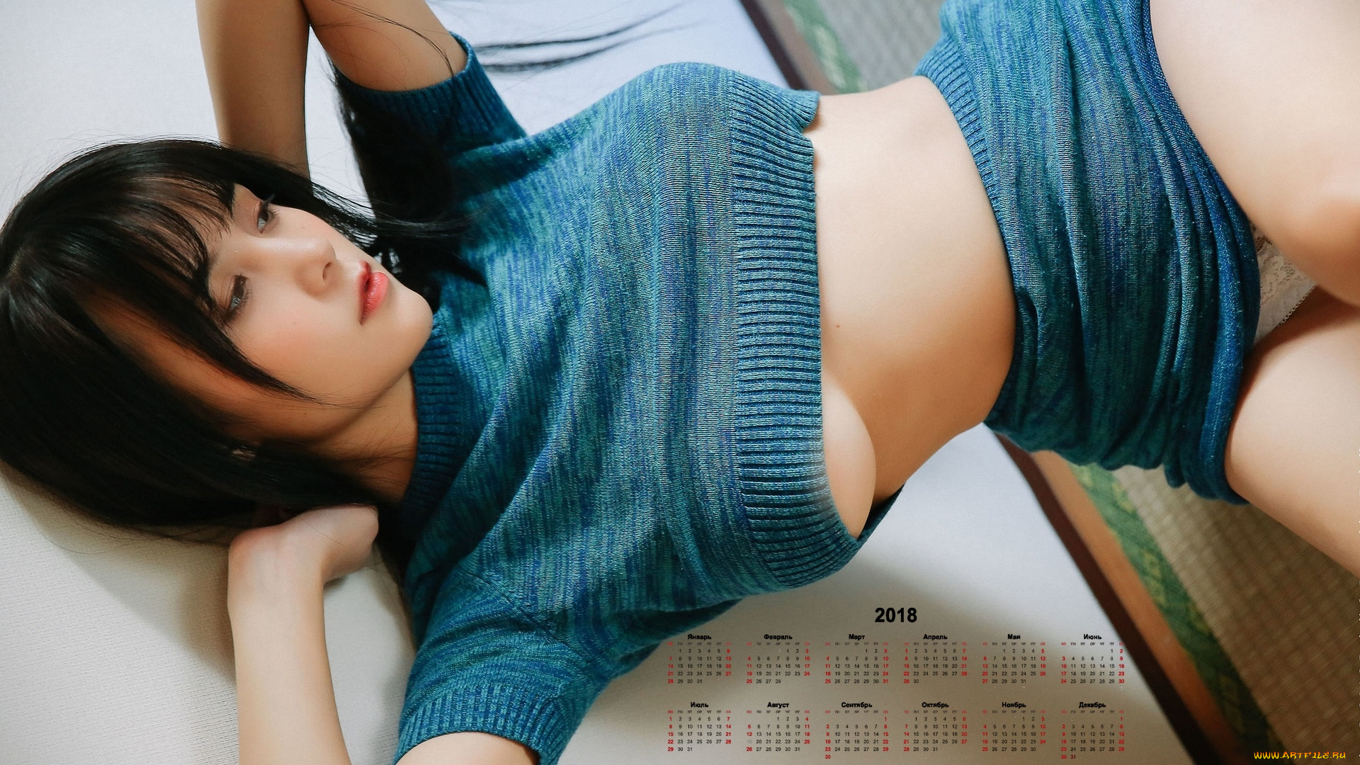 календари, девушки, 2018, азиатка