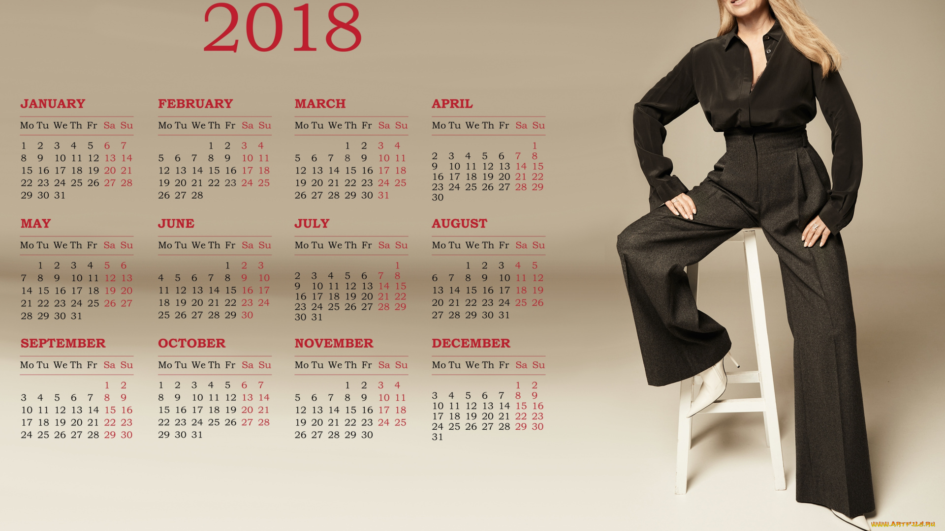 календари, девушки, взгляд, женщина, 2018