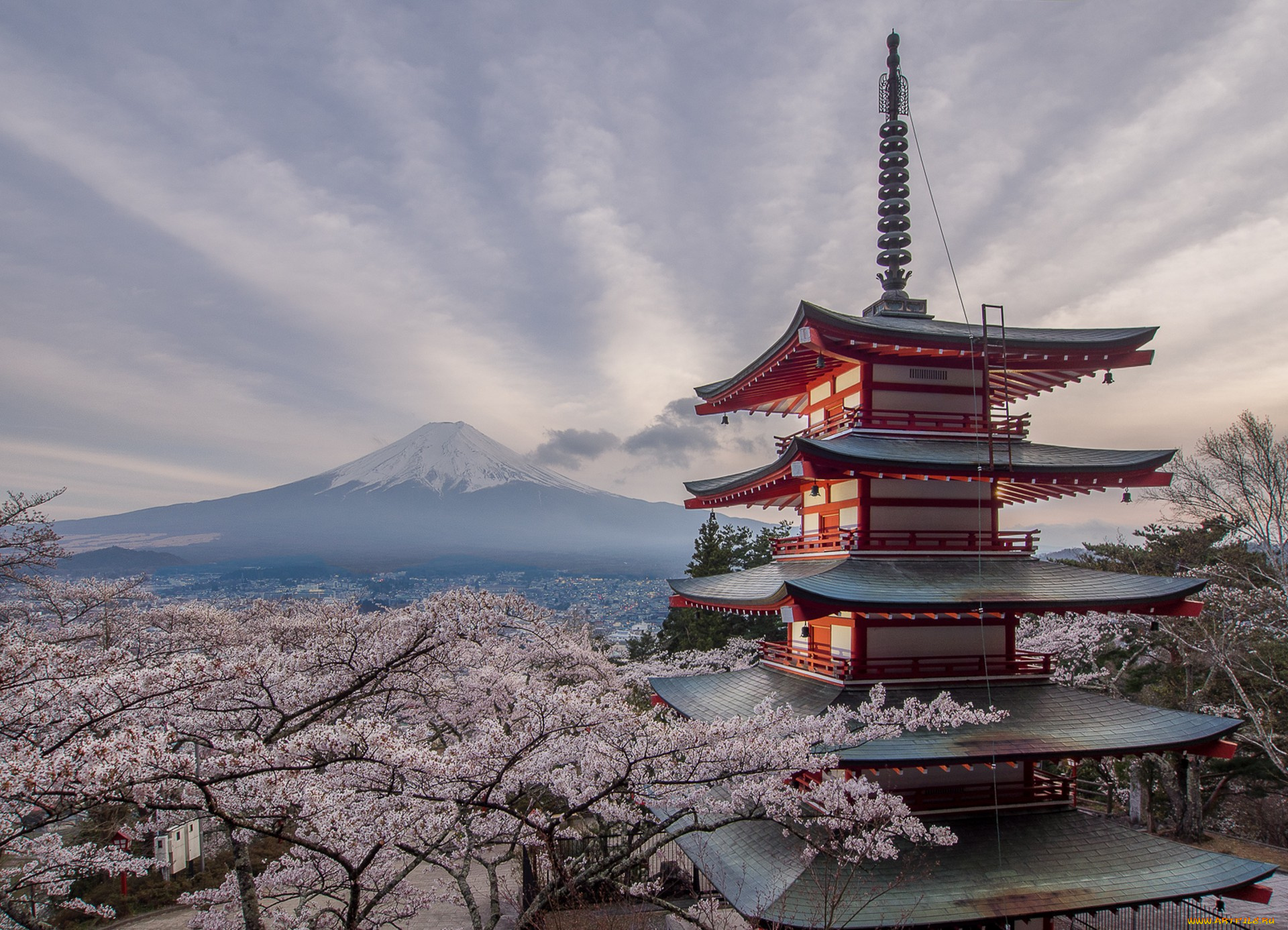 chureito, pagoda, города, -, пейзажи, простор