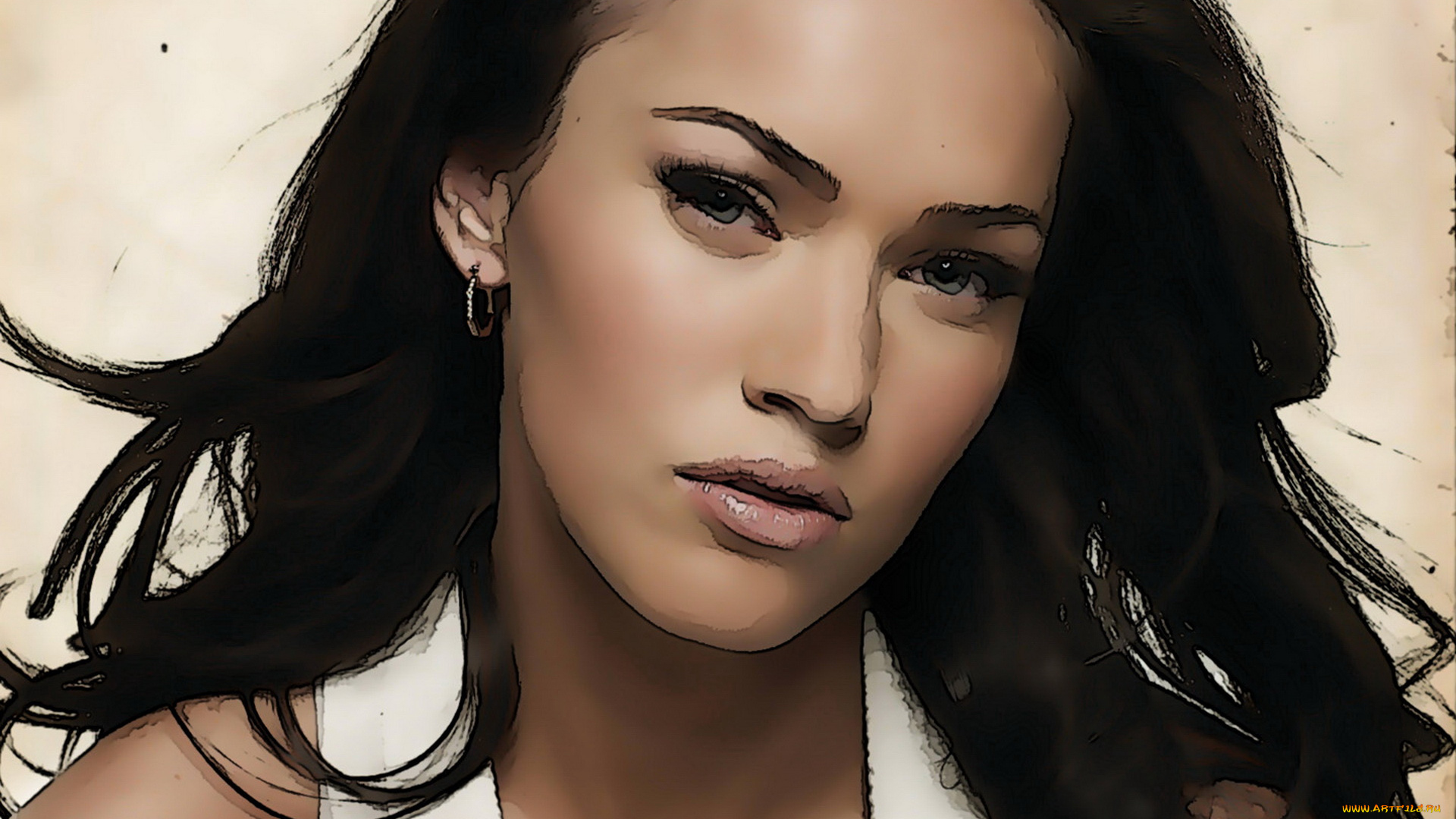 рисованные, люди, megan, fox, взгляд