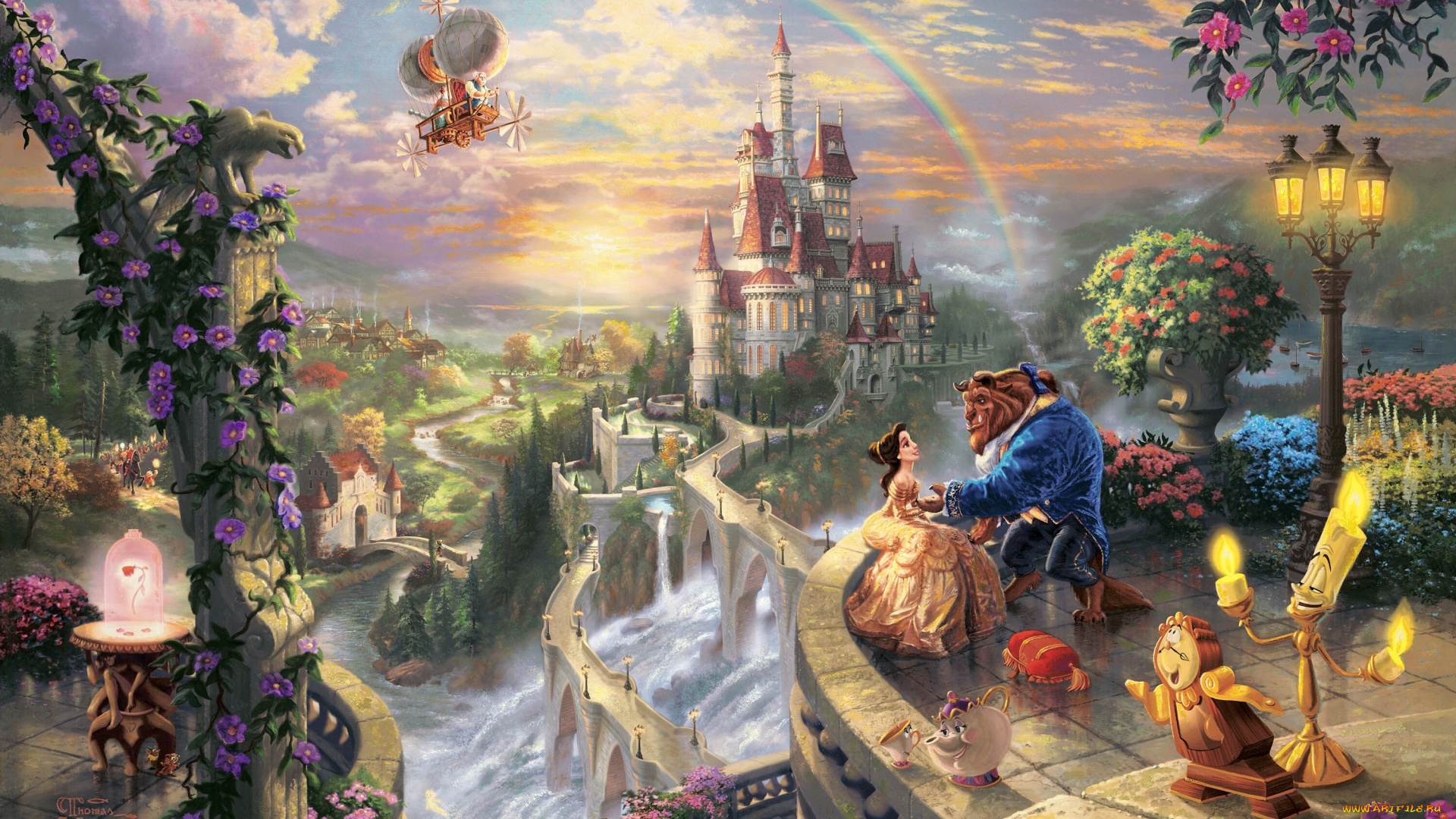 thomas, kinkade, рисованные, beauty, and, the, beast