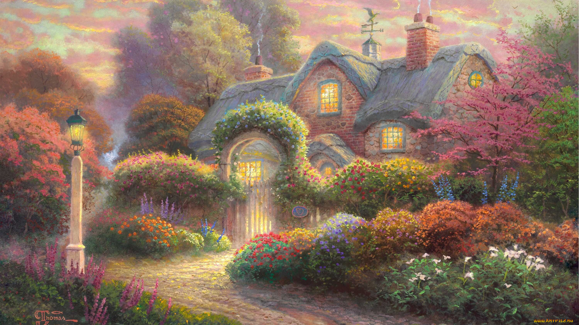 thomas, kinkade, рисованные, пейзаж