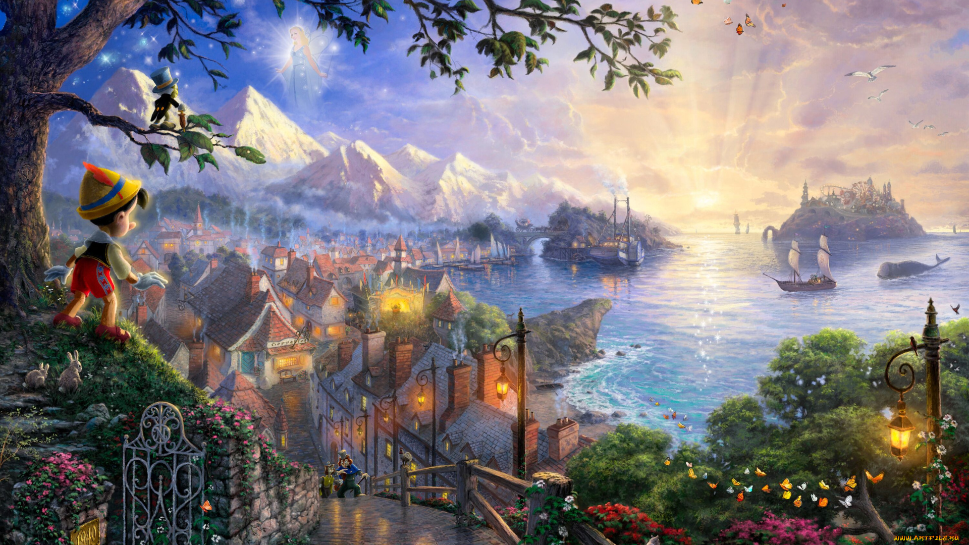 thomas, kinkade, рисованные, pinocchio