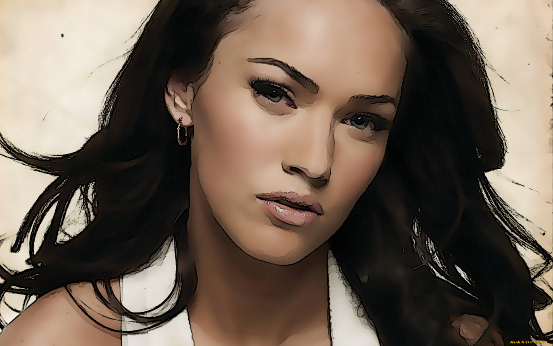 рисованные, люди, megan, fox, взгляд