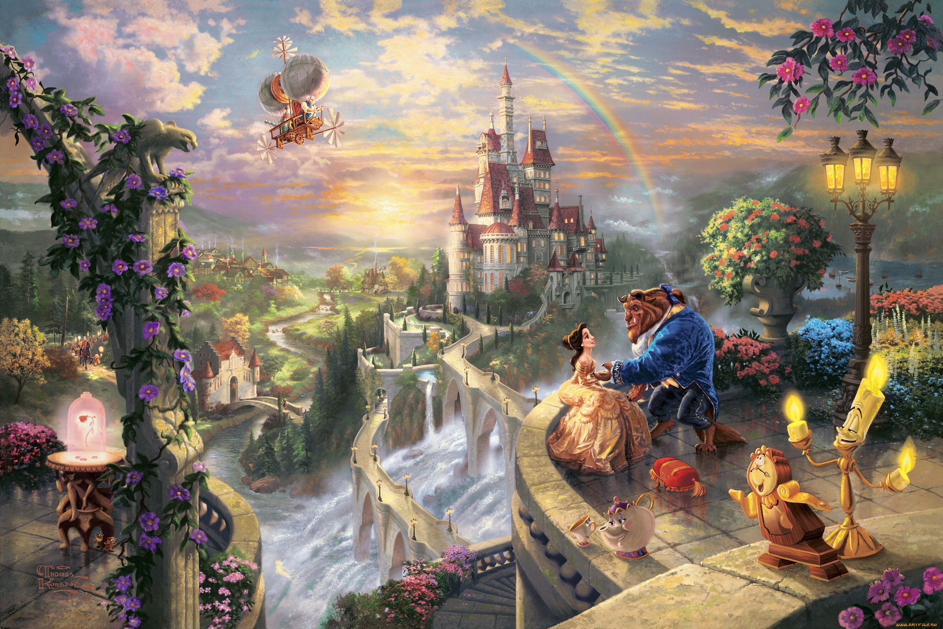 thomas, kinkade, рисованные, beauty, and, the, beast