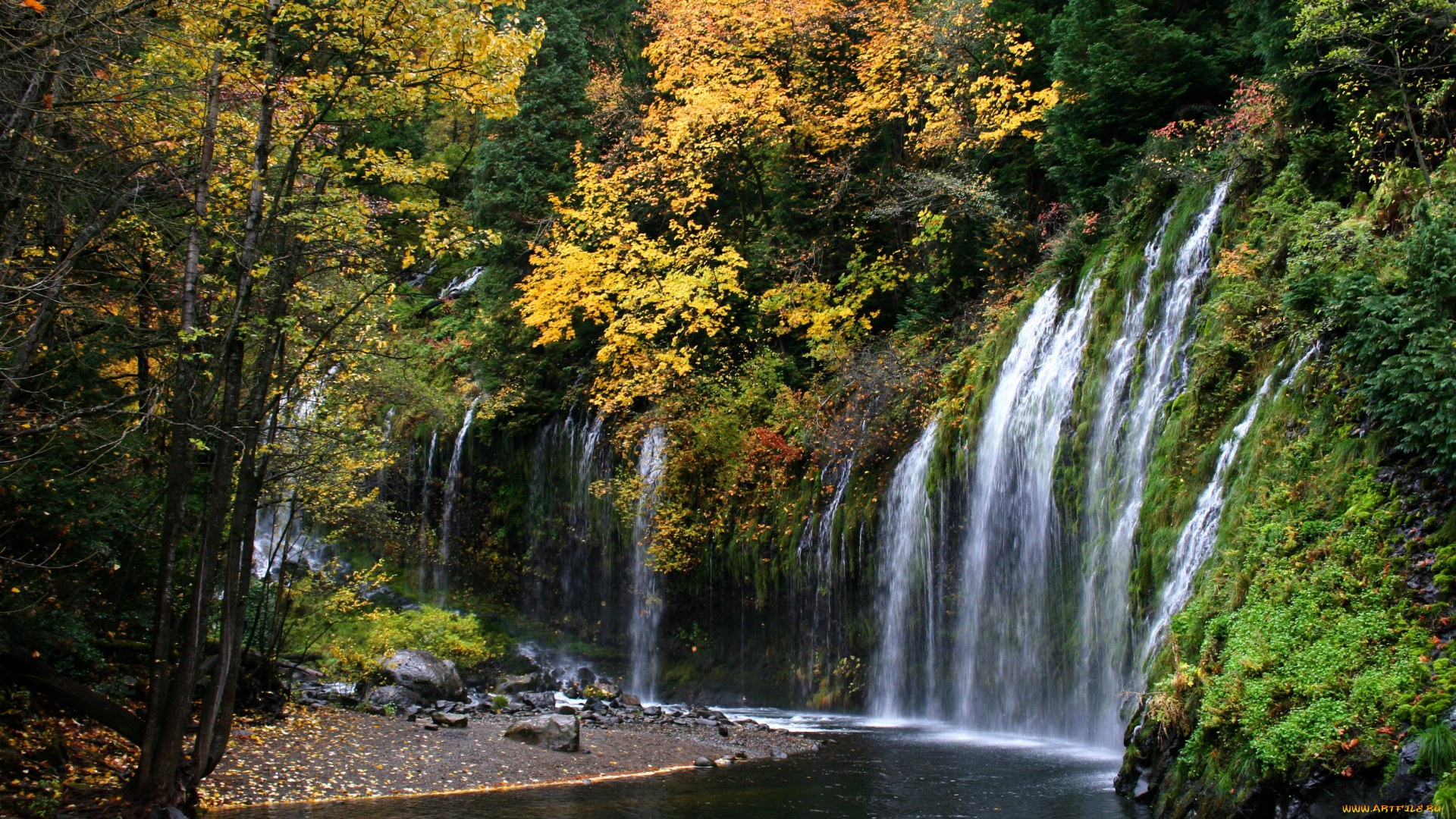 mossbrae, falls, california, usa, природа, водопады, california, лес, река, usa, водопад, mossbrae, falls