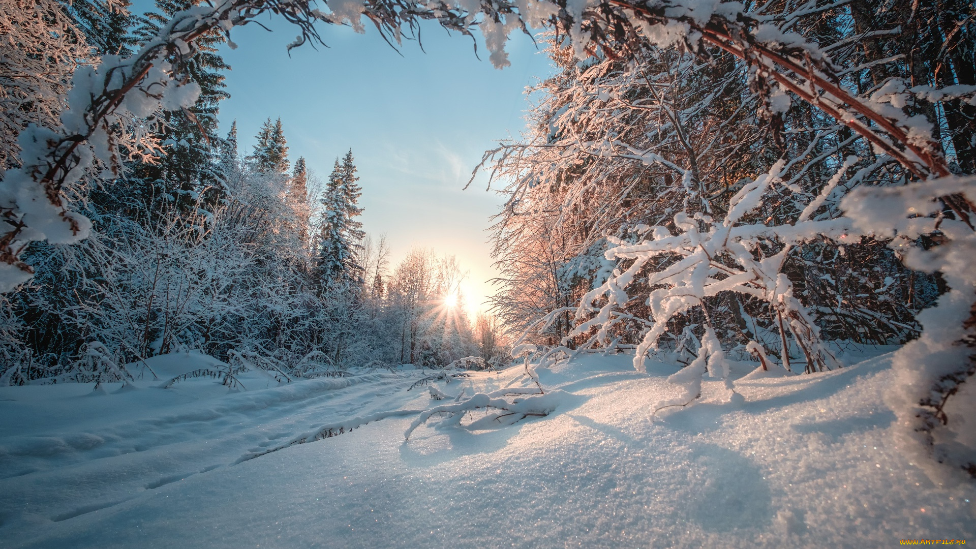 природа, зима, лес, урал, дорога, снег, россия