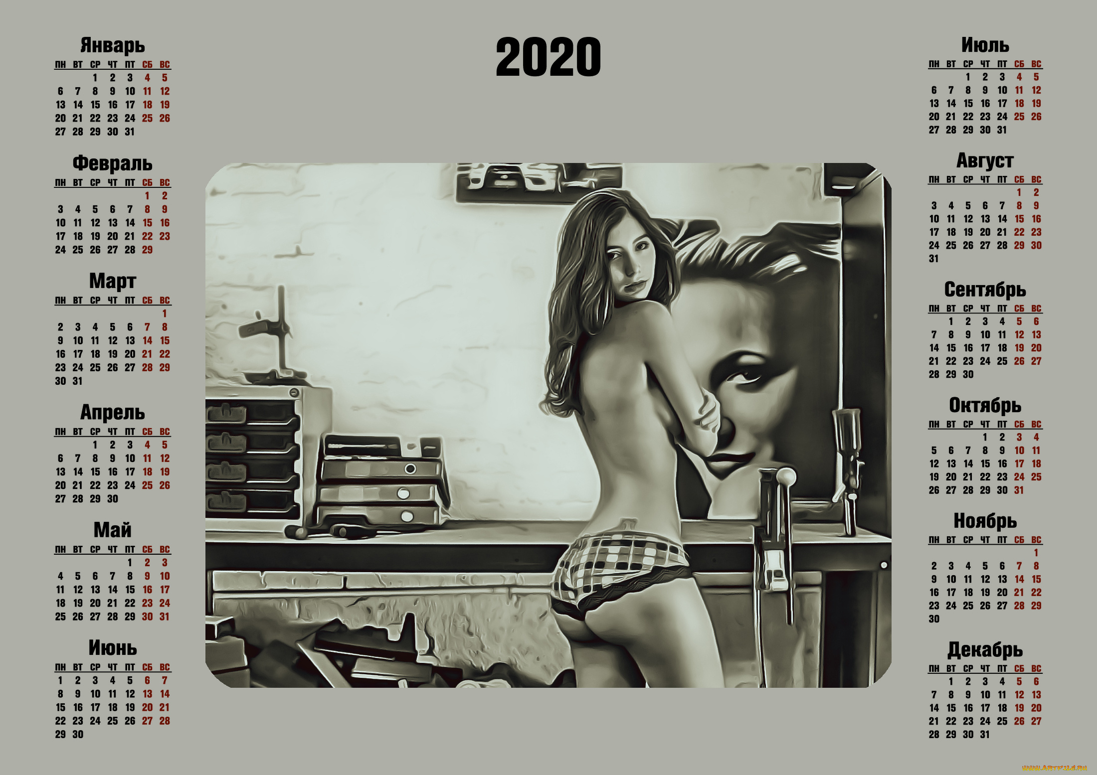 календари, компьютерный, дизайн, девушка, помещение, 2020, взгляд, calendar