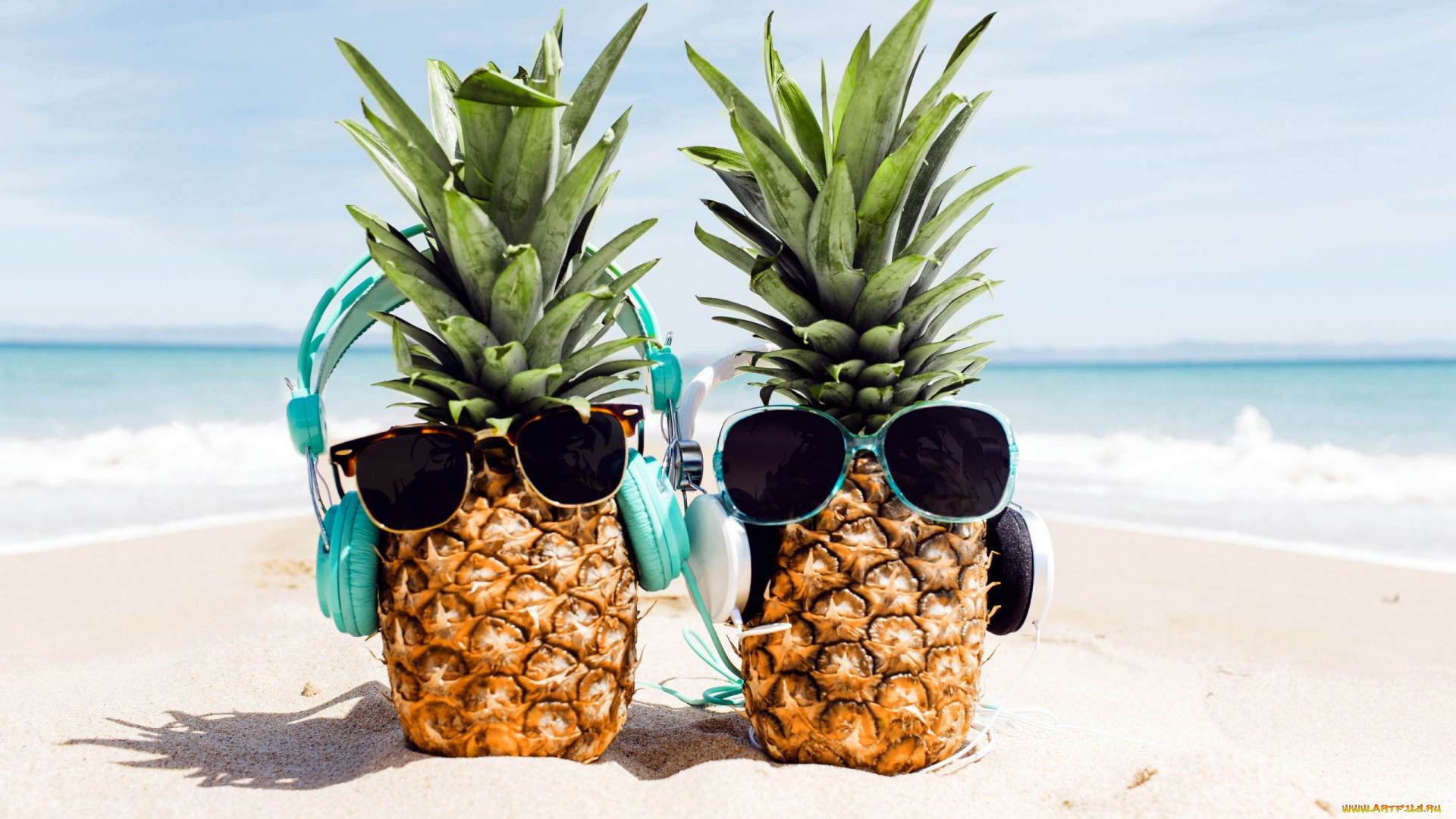 еда, ананас, пляж, ананасы, наушники, очки