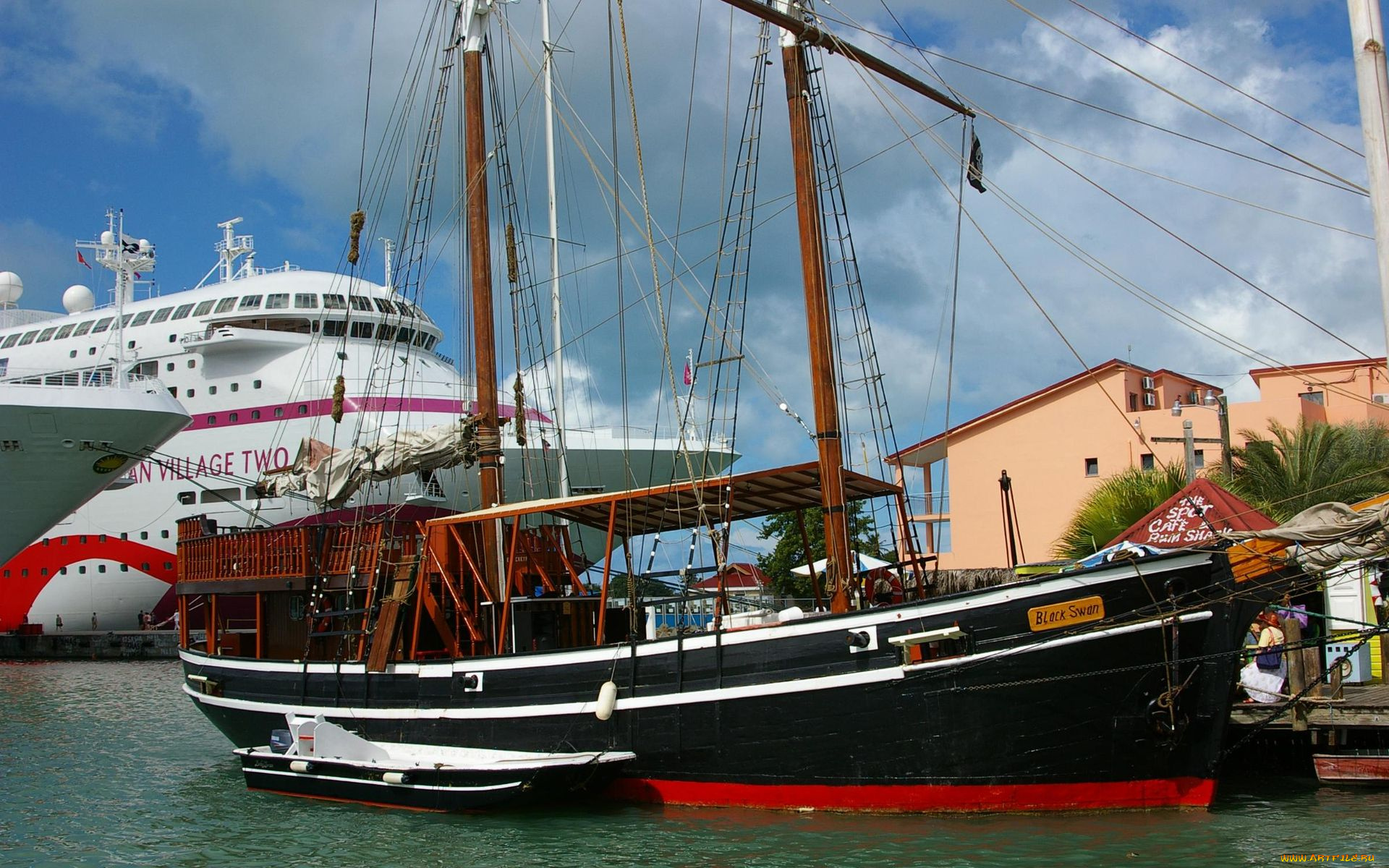 black, swan, pirate, ship, antigua, leeward, islands, корабли, порты, причалы