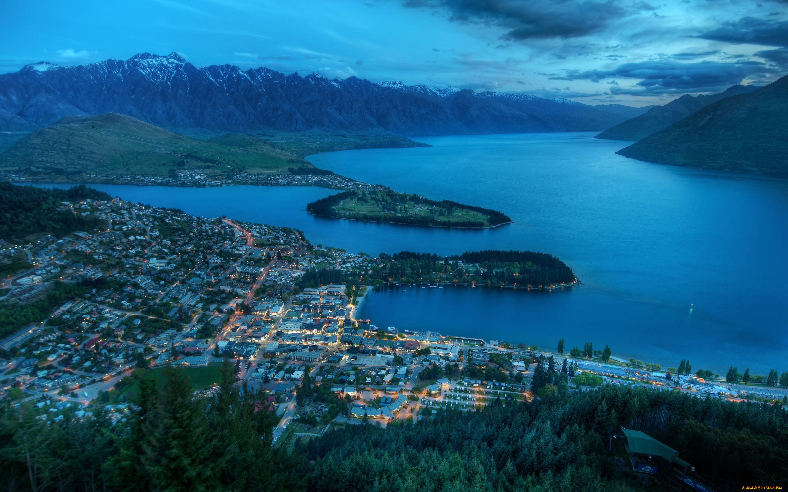 queenstown, new, zealand, города, пейзажи