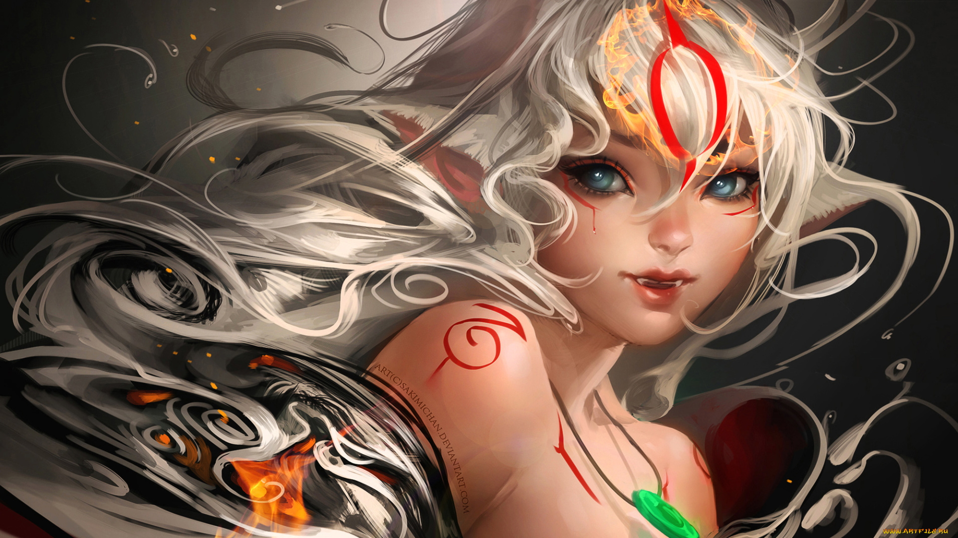 amaterasu, фэнтези, эльфы