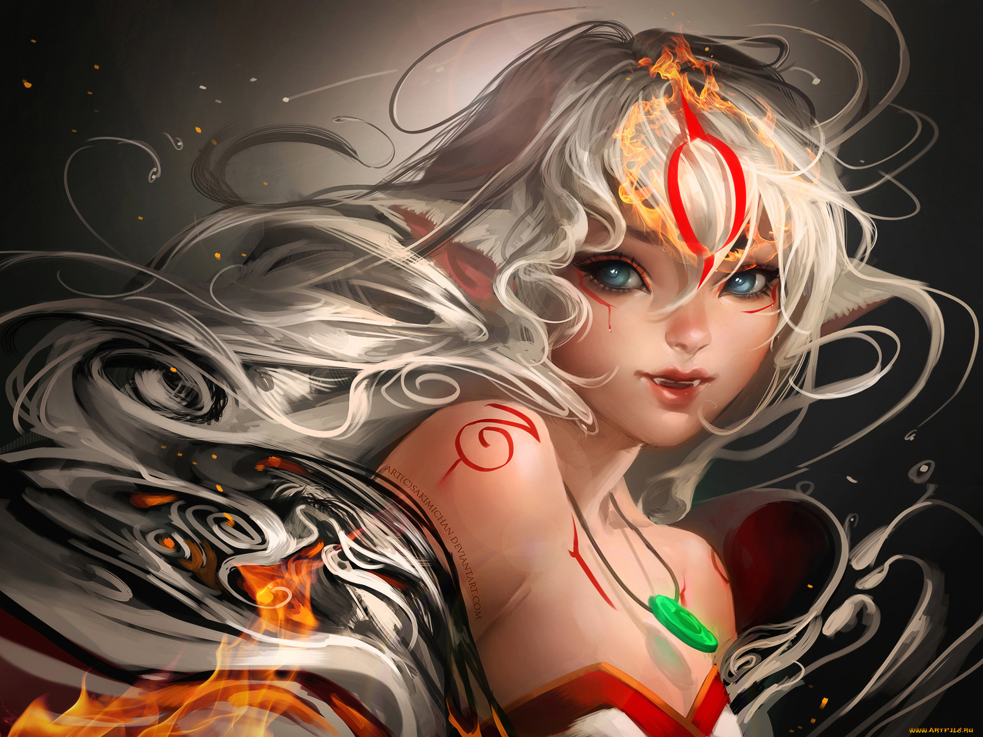 amaterasu, фэнтези, эльфы