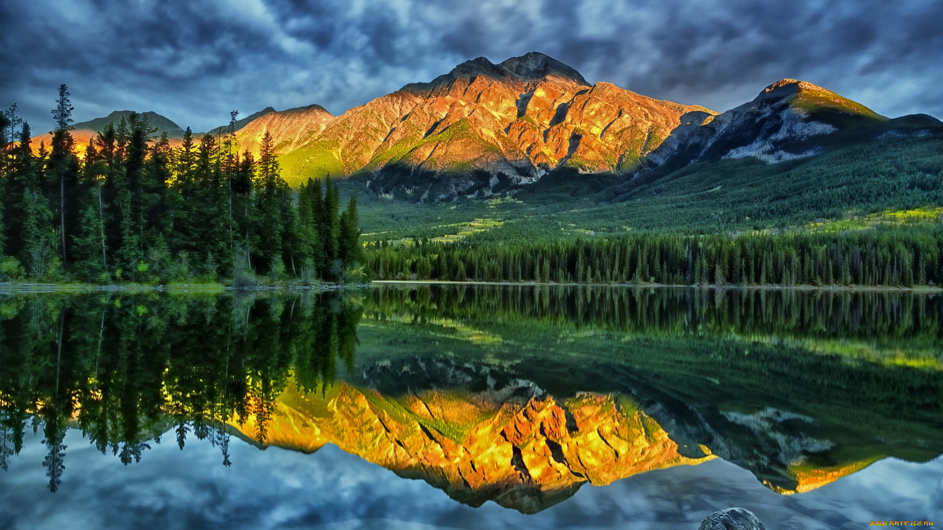 jasper, national, park, alberta, canada, природа, реки, озера, отражение, горы, озеро, канада, pyramid, lake, пейзаж, peak, альберта