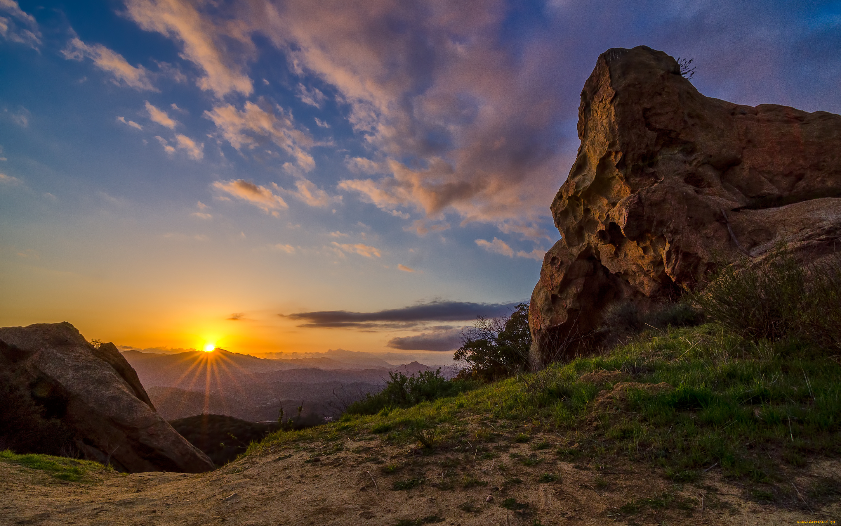 topanga, canyon, california, природа, восходы, закаты, горы, закат