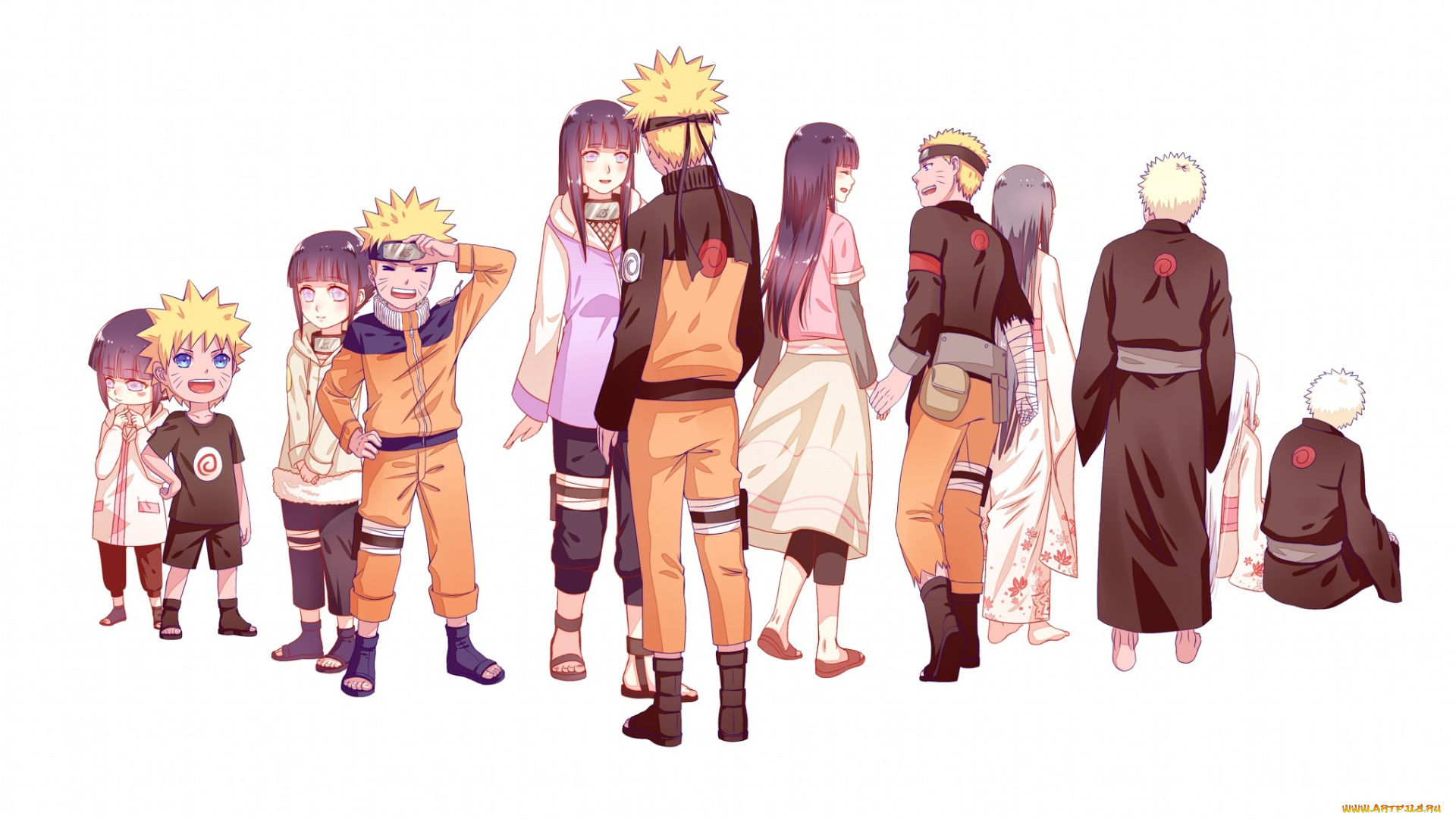 аниме, naruto, пара, наруто, арт, хината