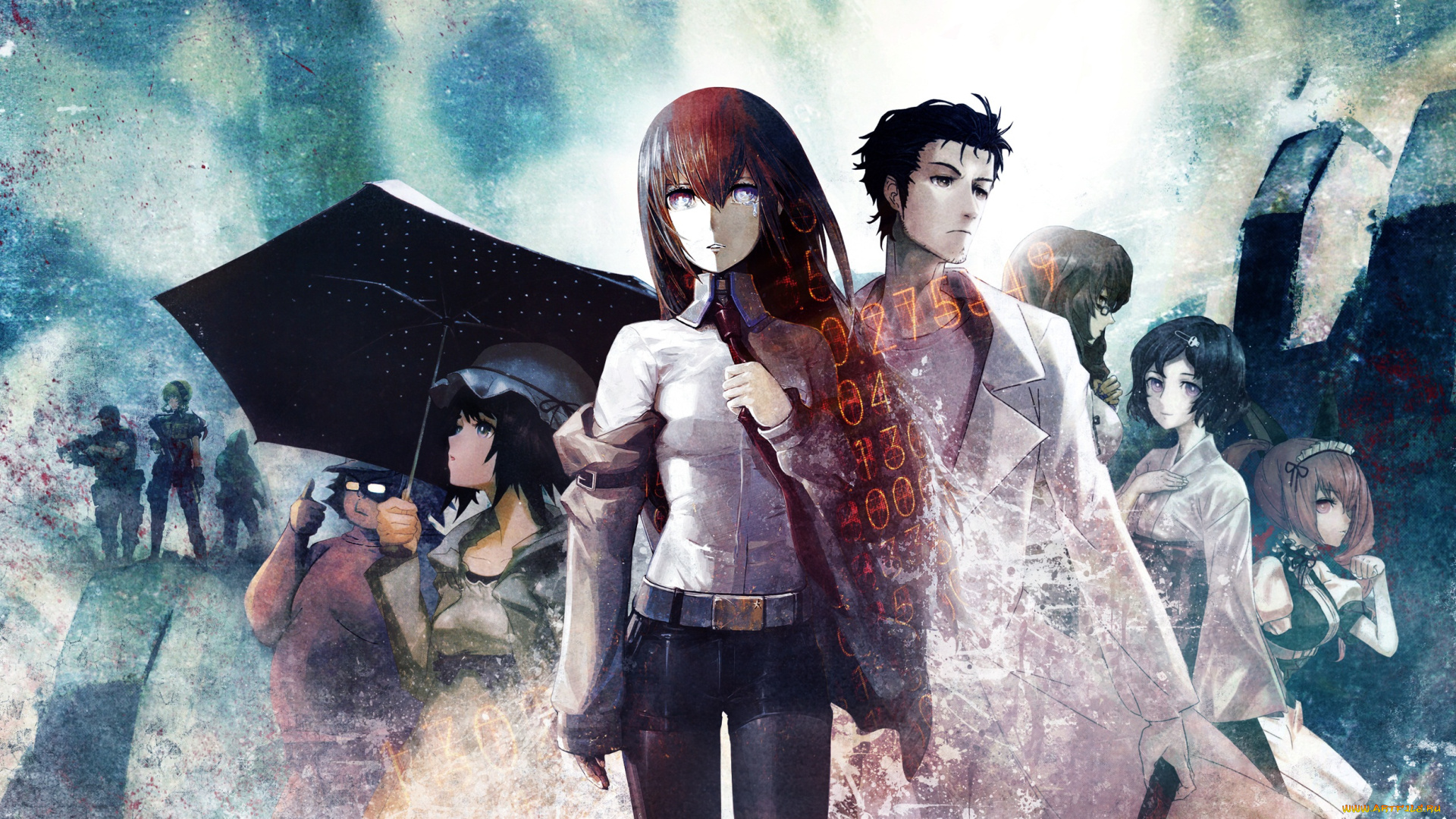 аниме, steins, gate, faris, nyannyan, amane, suzuha, urushibara, ruka, shiina, mayuri, okabe, rintarou, makise, kurisu, kiryuu, moeka, hashida, itaru