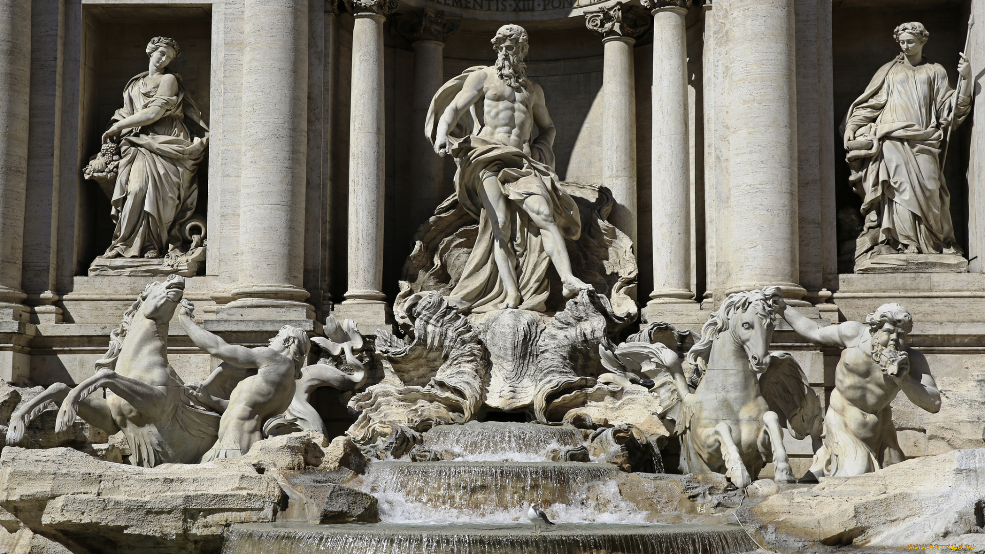 города, -, фонтаны, италия, фонтан, треви, рим, скульптура